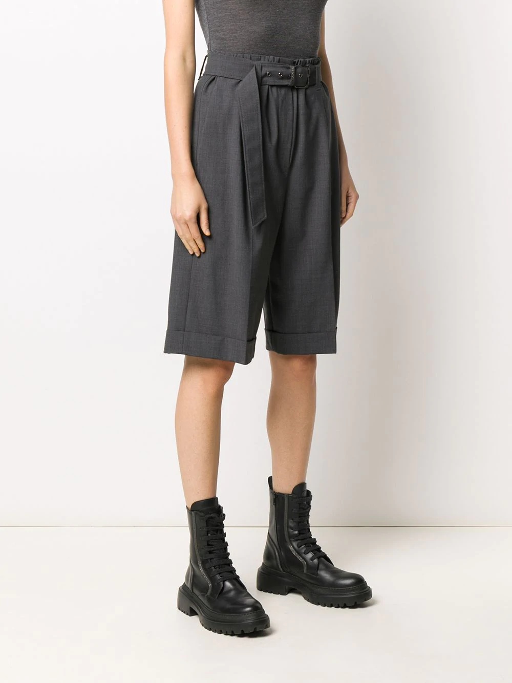 high-rise pleated bermuda shorts - 3