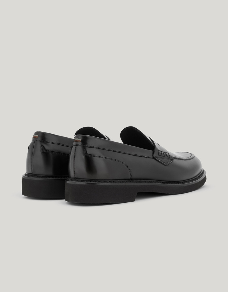 Canali BLACK CALFSKIN PENNY LOAFERS WITH EVA SOLE outlook