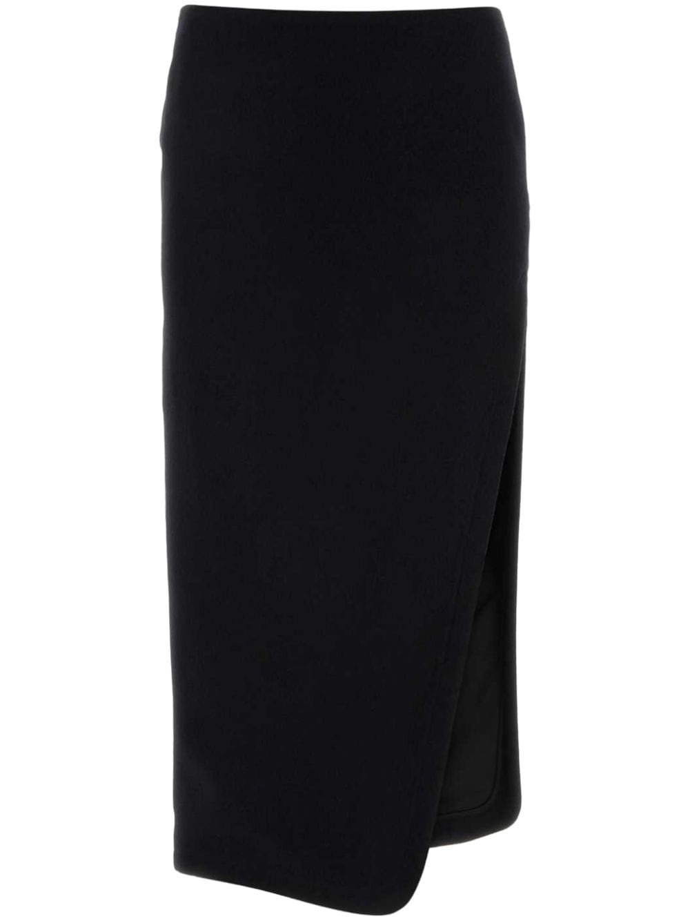 asymmetric-hem wool skirt - 1