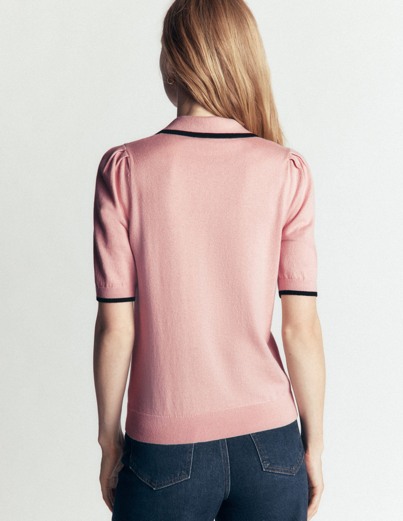 Ruffle Collar Knitted T-Shirt-Blush Ivory 5