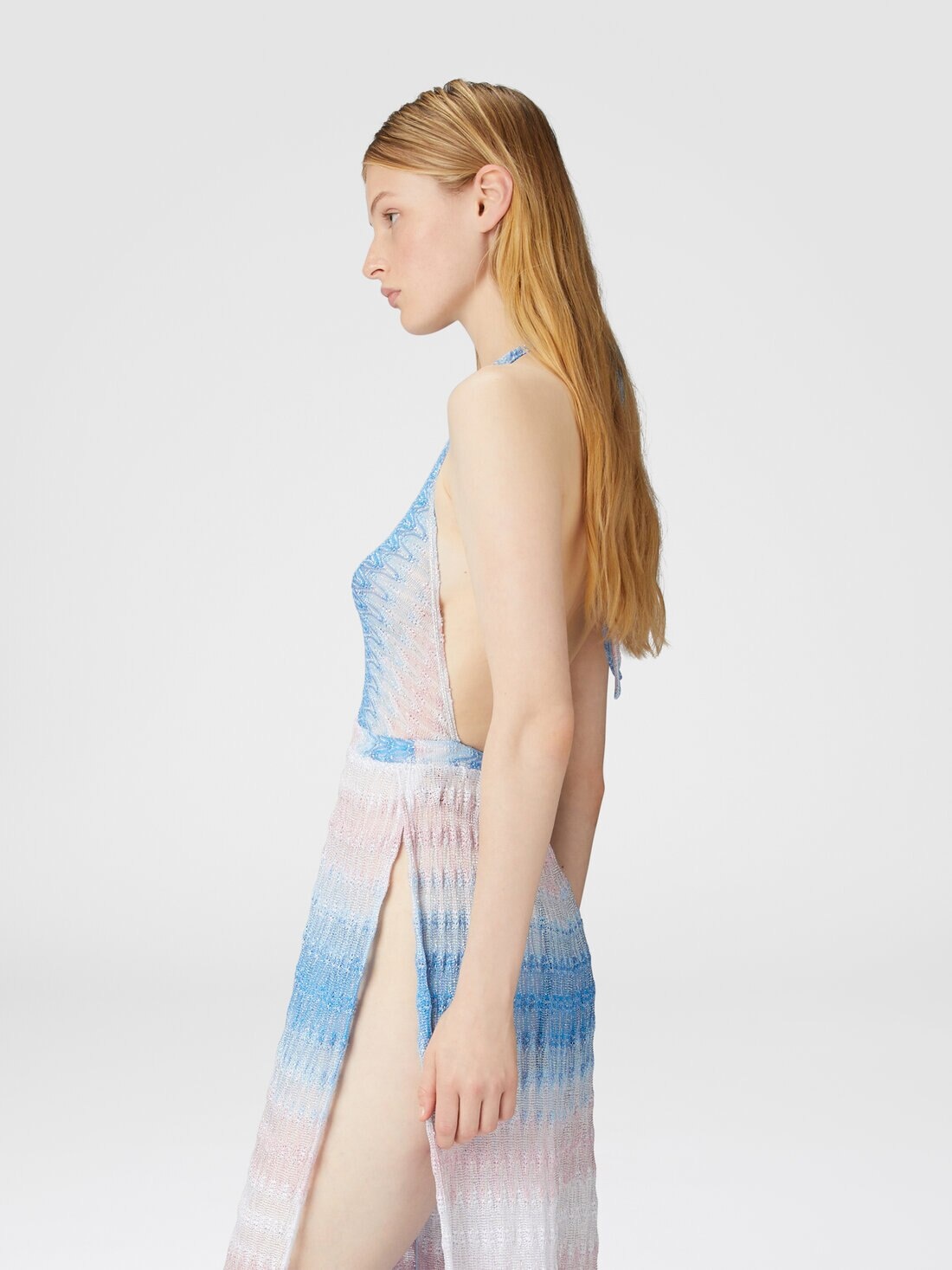 Long jumpsuit with palazzo pants in dégradé lace - 4