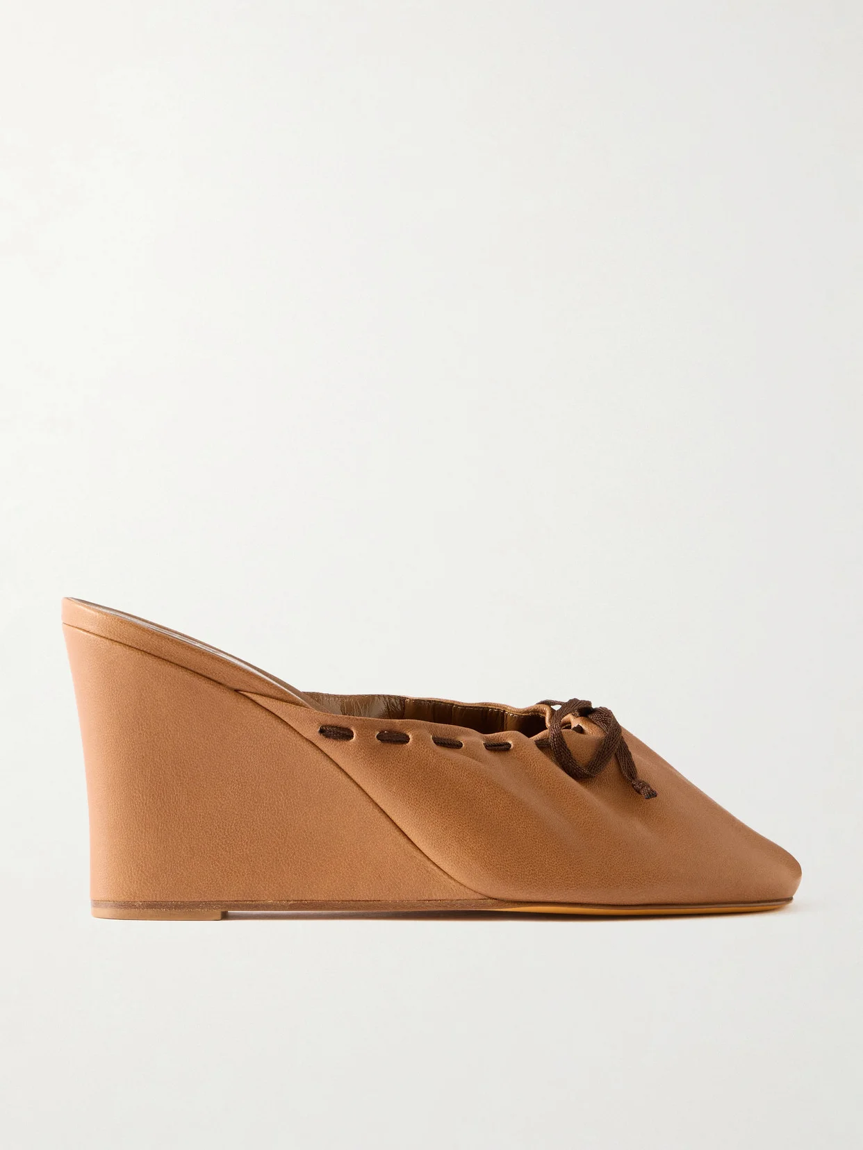 Ballet Leather Wedge Mules - 1