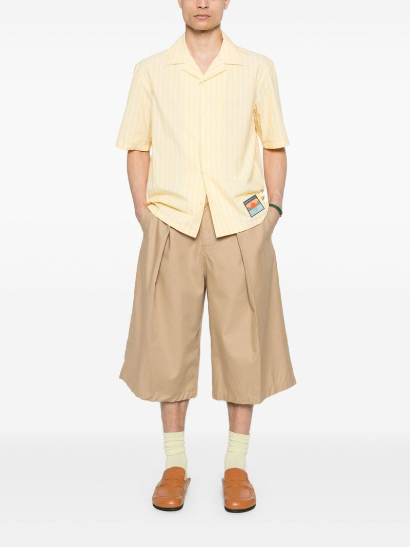 Maison Kitsuné logo-patch striped shirt outlook