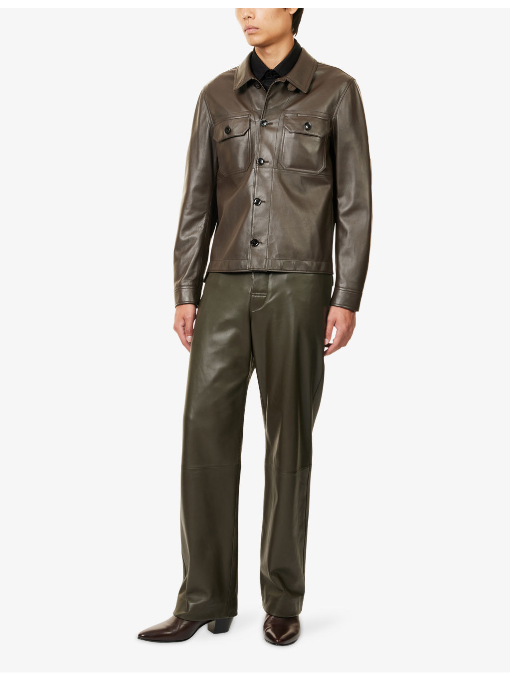 Buttery Patch-Pocket Leather Shirt - 2