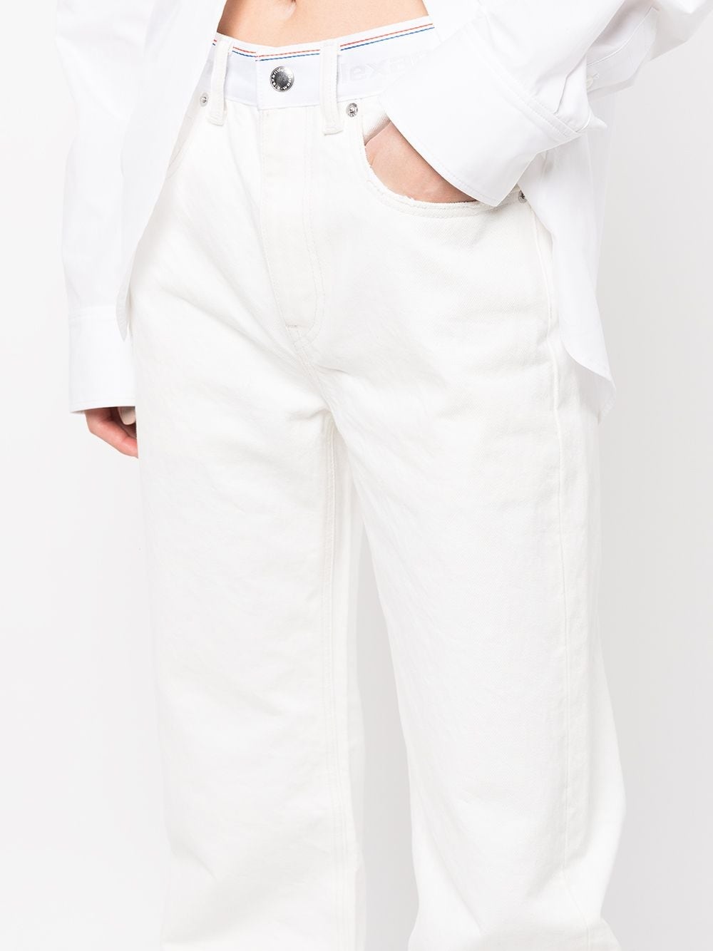 low-waist logo-waistband denim jeans - 5