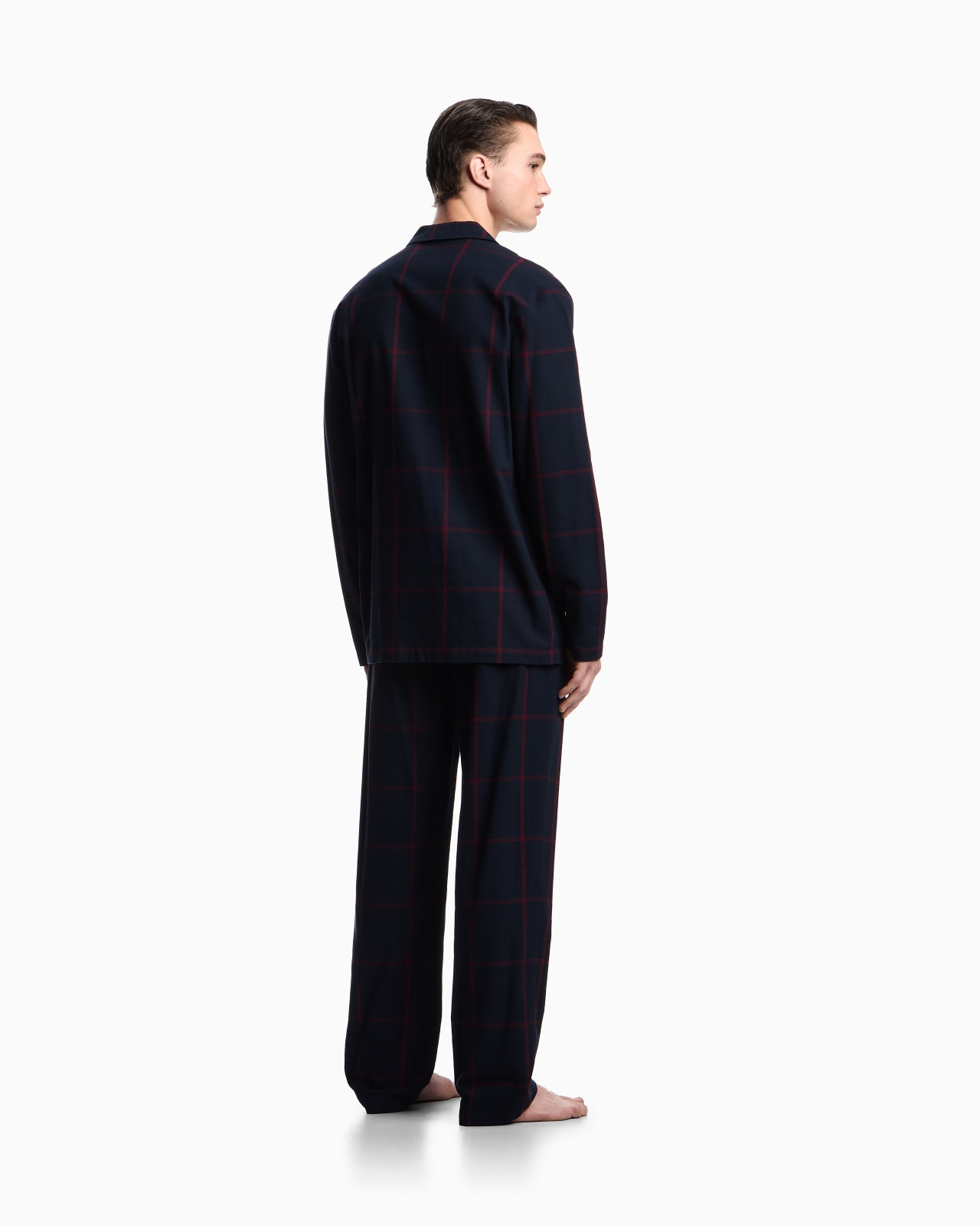 ASV TARTAN MOTIF FLANNEL PYJAMAS WITH LAPELS - 3