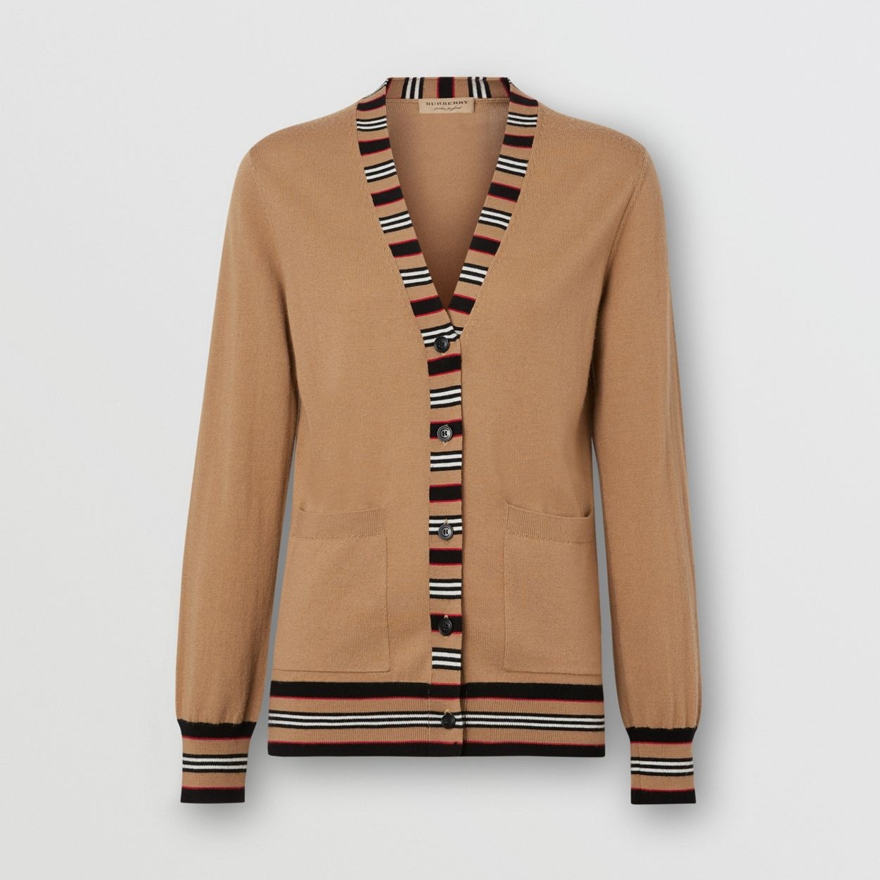 Icon Stripe Detail Merino Wool Cardigan - 1