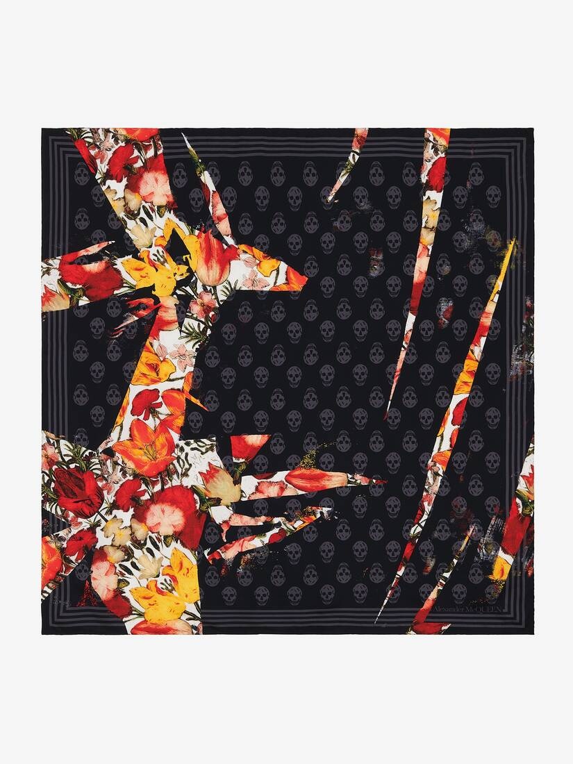 Women's Dutch Floral Biker Foulard in Black/red - 1