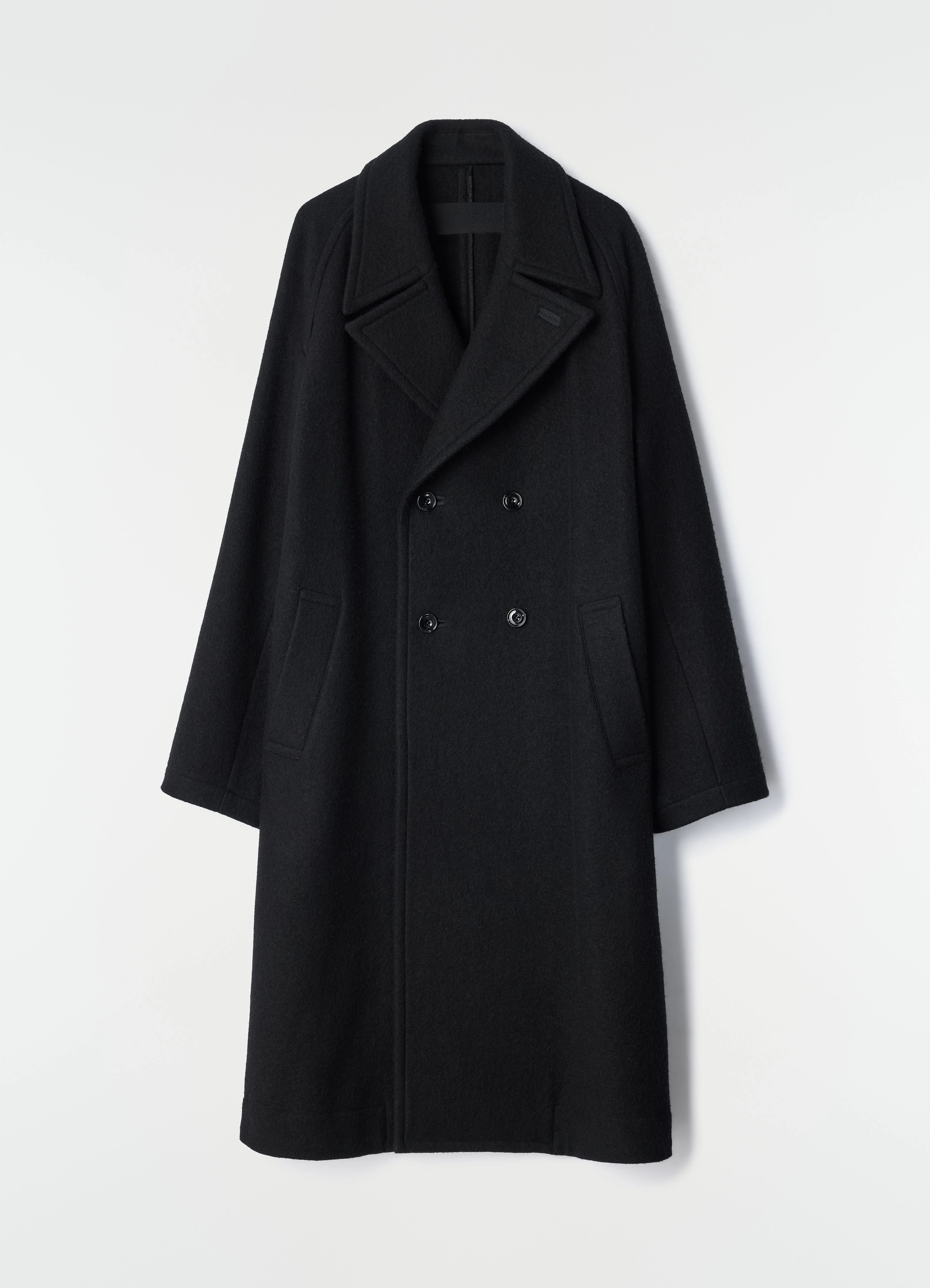 DOUBLE-BREASTED COAT IN FELTED WOOL AND ALPACA BLEND - 1