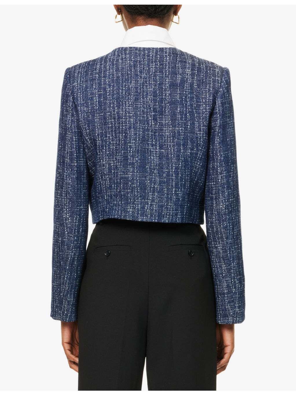 Boxy-Fit Round-Neck Cotton-Tweed Jacket - 4
