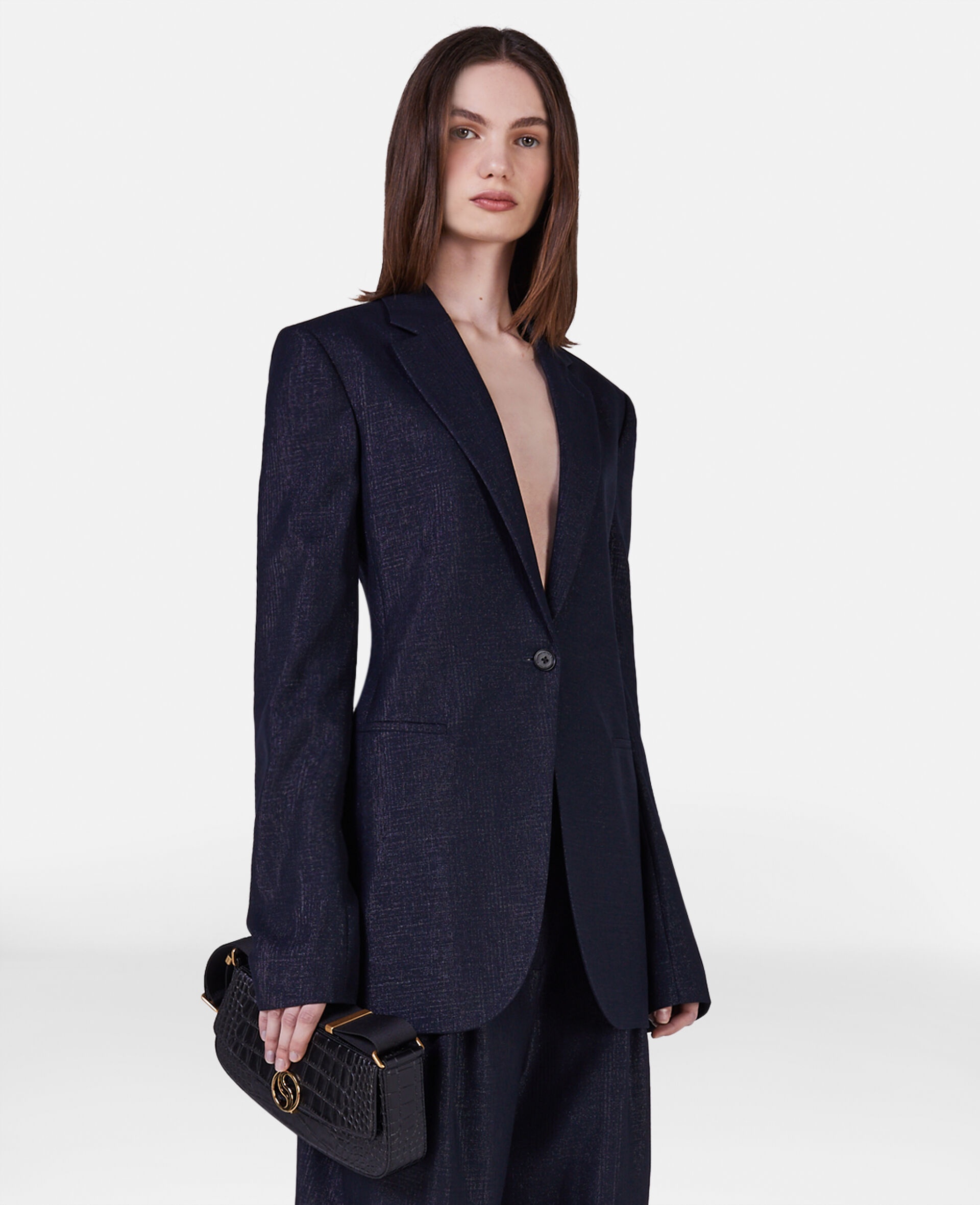 Lurex Wool Slim Fit Tailored Blazer - 4