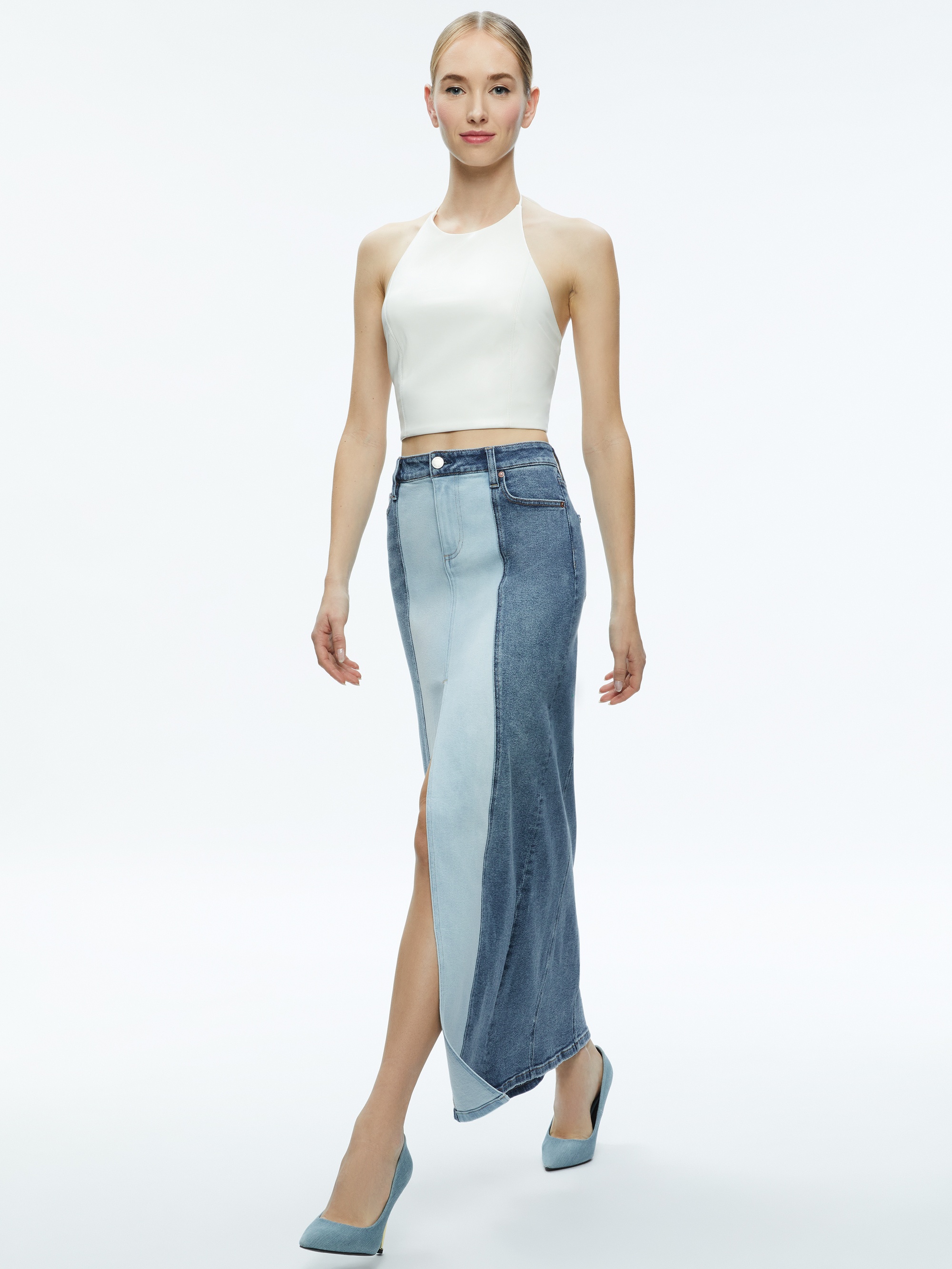 RYE DENIM TWO TONE MAXI SKIRT - 6