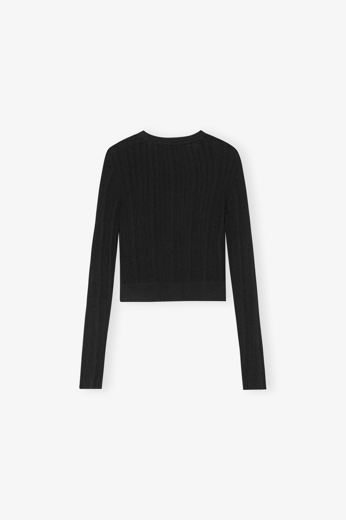BLACK LIGHT LIGHT VISCOSE RIB CARDIGAN - 6