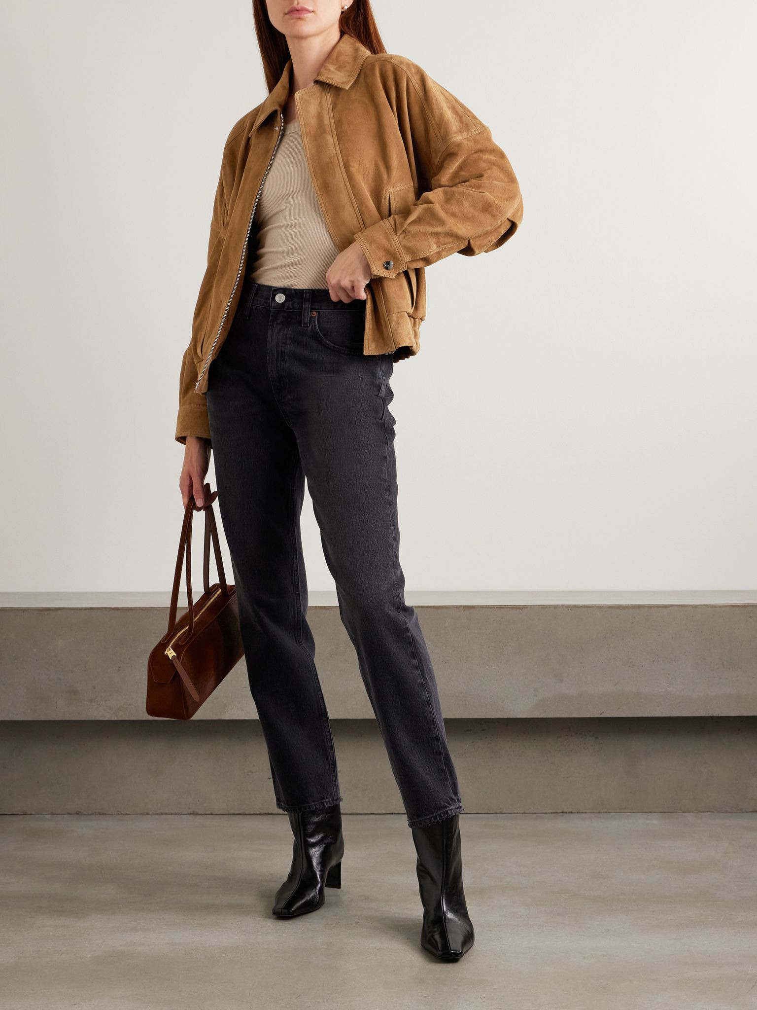 Dalma suede bomber jacket Tan - 2