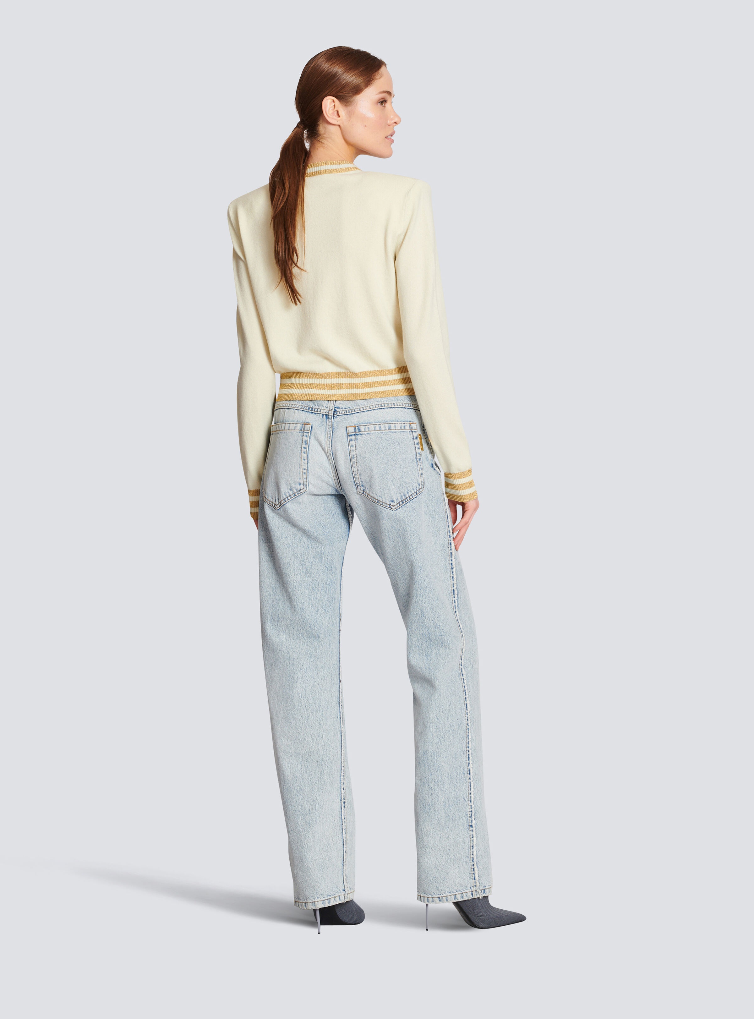 Cropped wool jumper with Balmain logo - 4