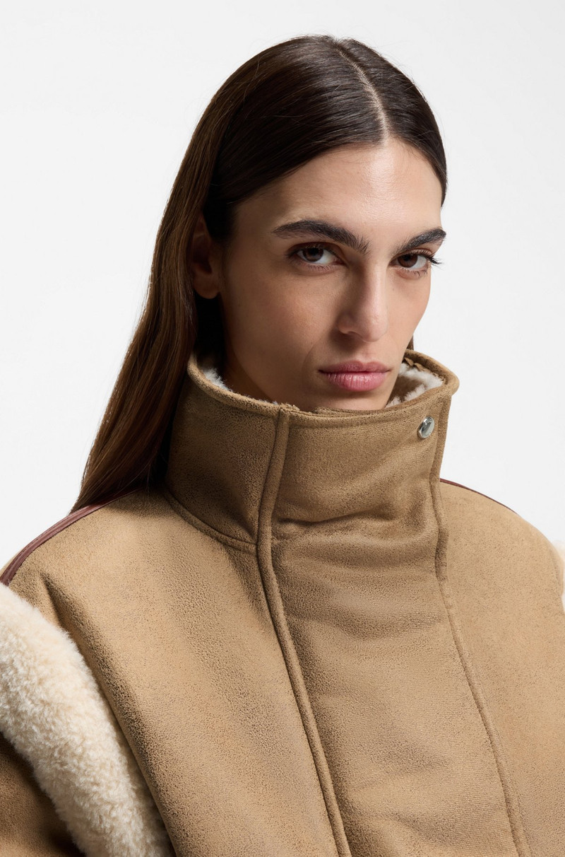 DETACHABLE-SLEEVE JACKET IN FAUX SHEARLING 5