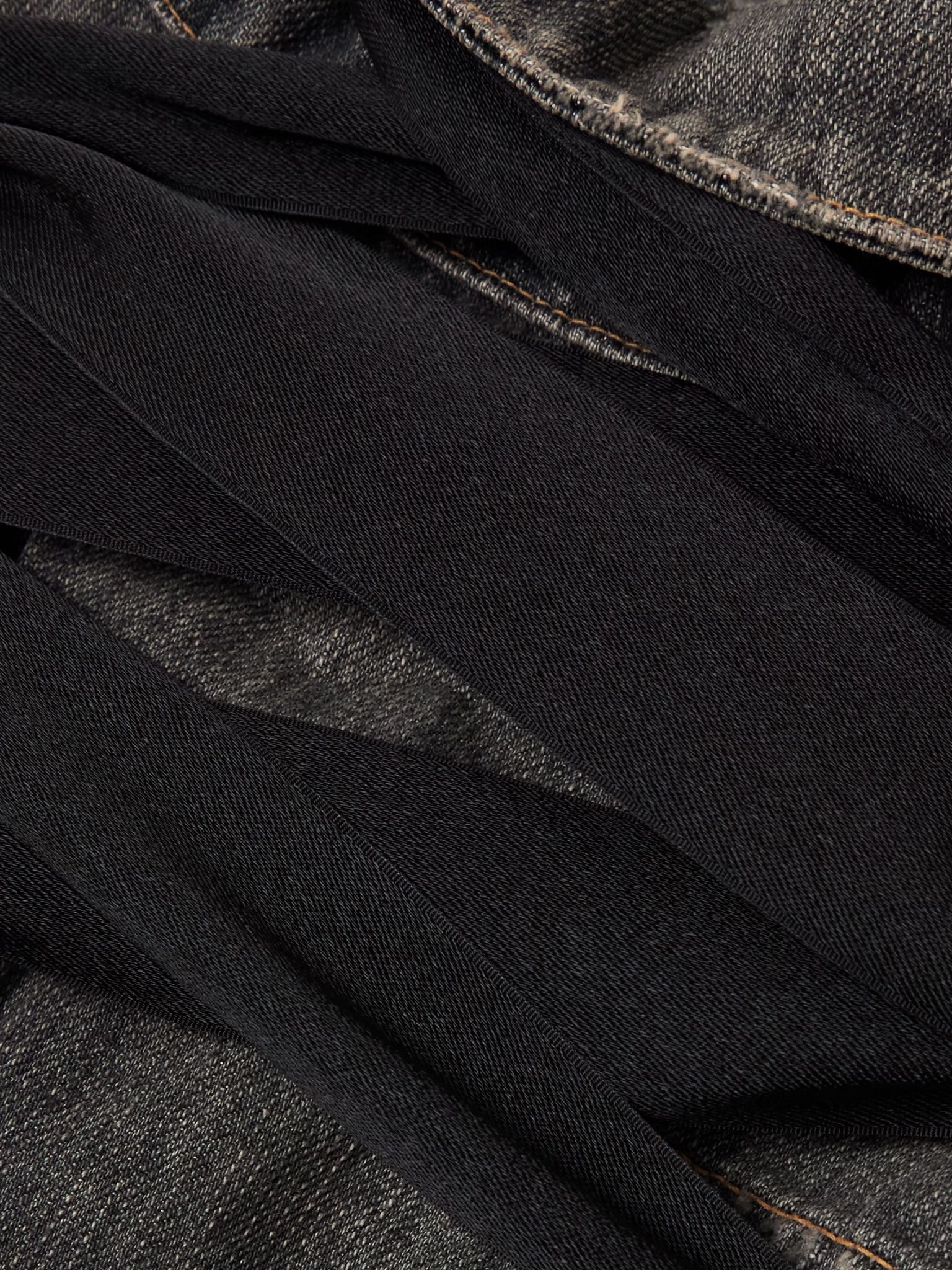 Lace-up satin-trimmed denim jacket Dark gray - 5