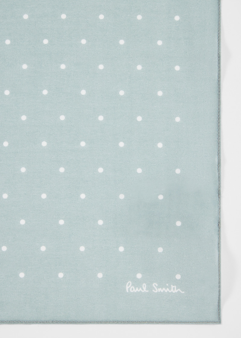 Duck Egg Blue Polka Dot Cotton Pocket Square 3