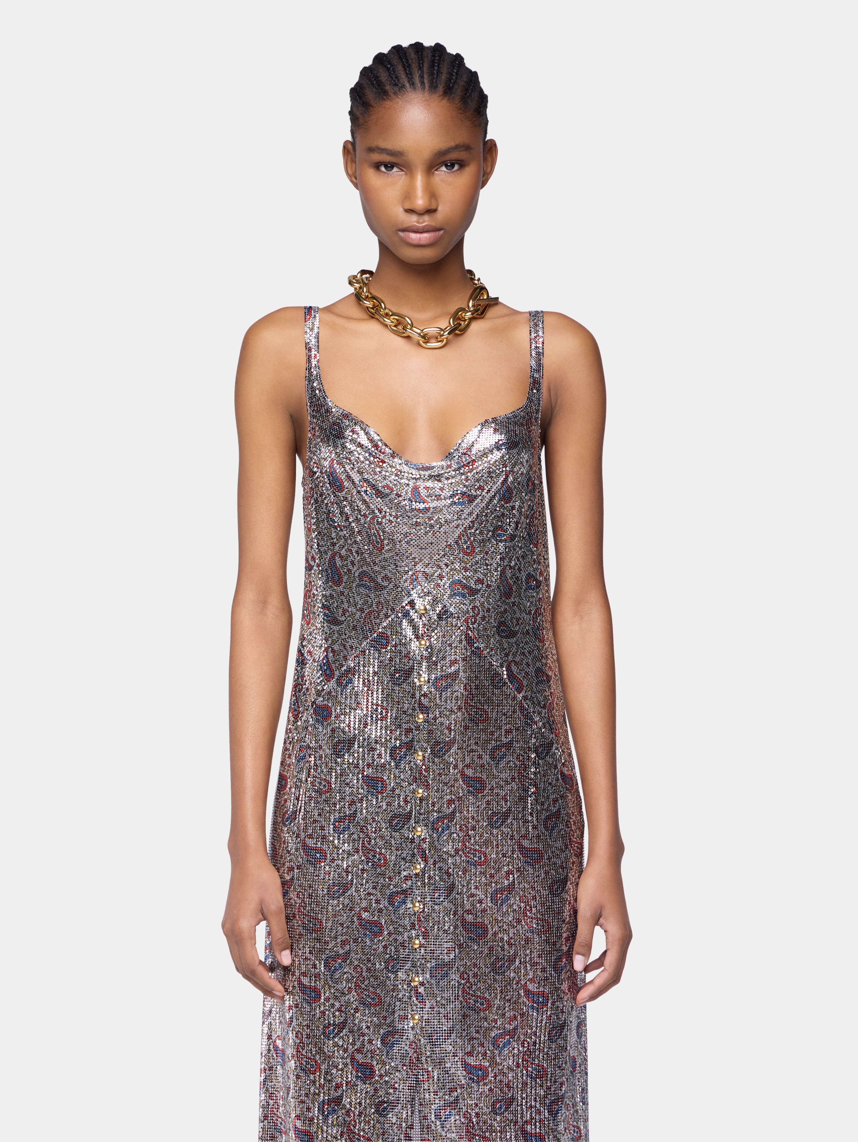 MIDI DRESS IN PRINTED MESH - 5