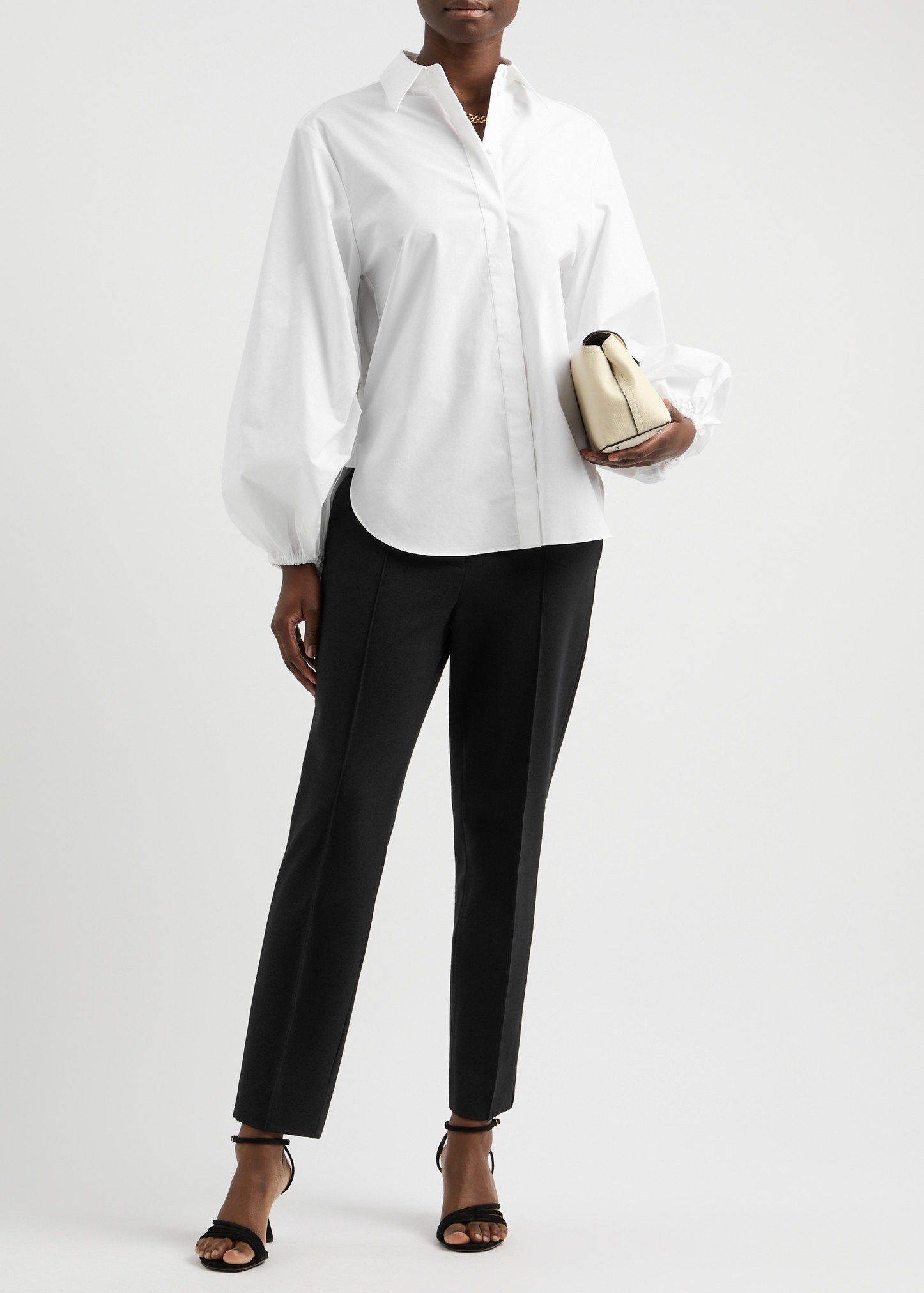 Balloon-sleeve stretch-cotton poplin shirt - 4