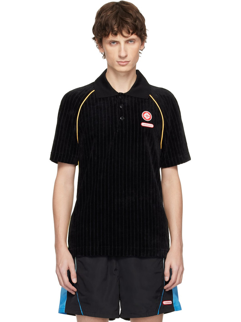 Black Rib Velour Raglan Polo 1