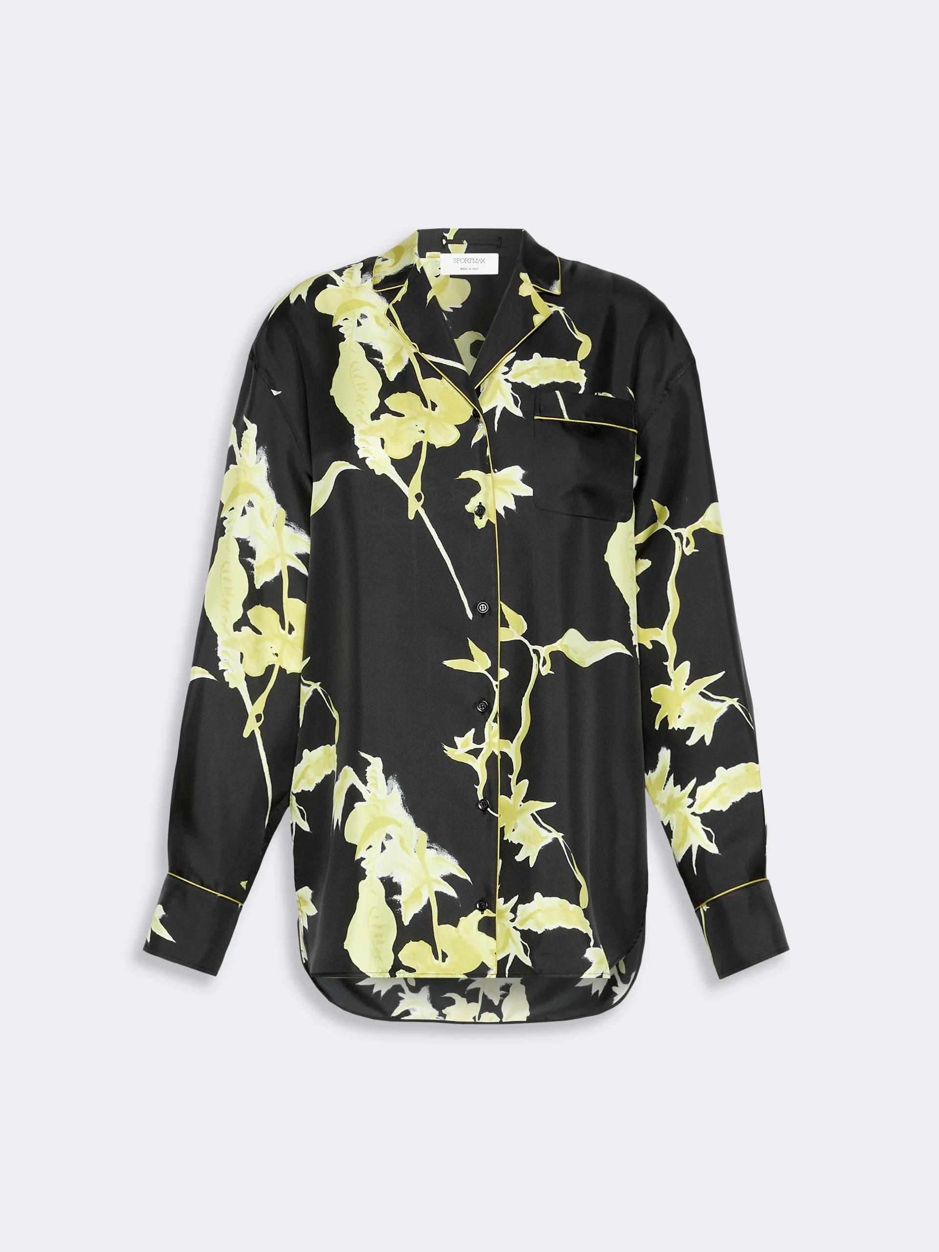 MANDARE Long printed silk shirt - BLACK - 1