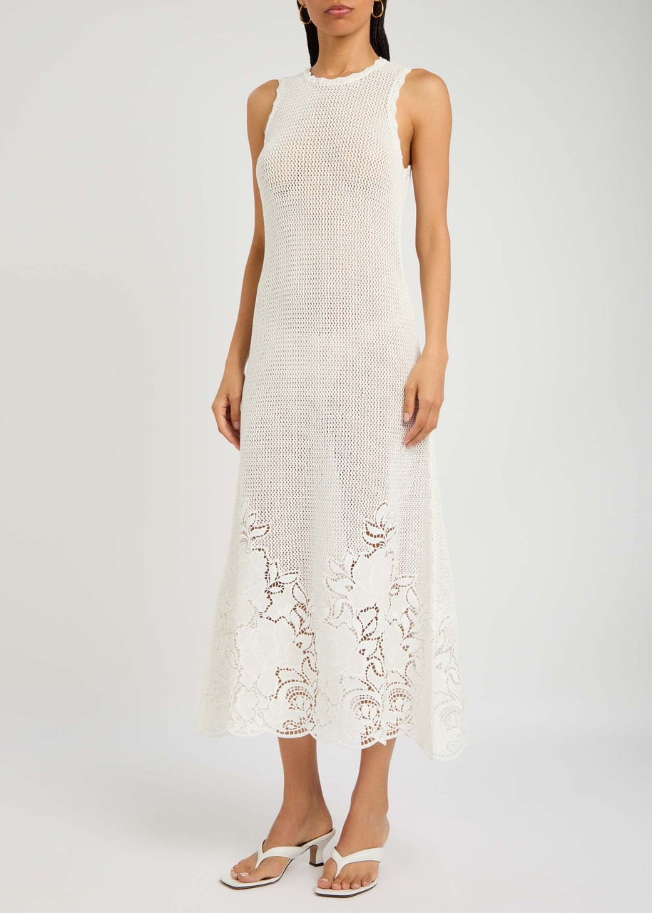 Erdem Floral-embroidered Open-knit Midi Dress - 2