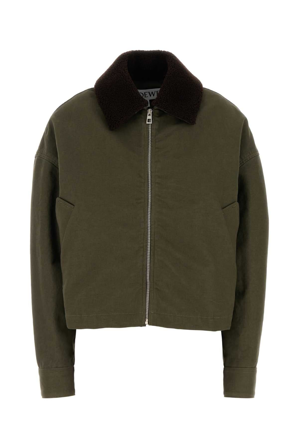Loewe Women Khaki Cotton Jacket - 1