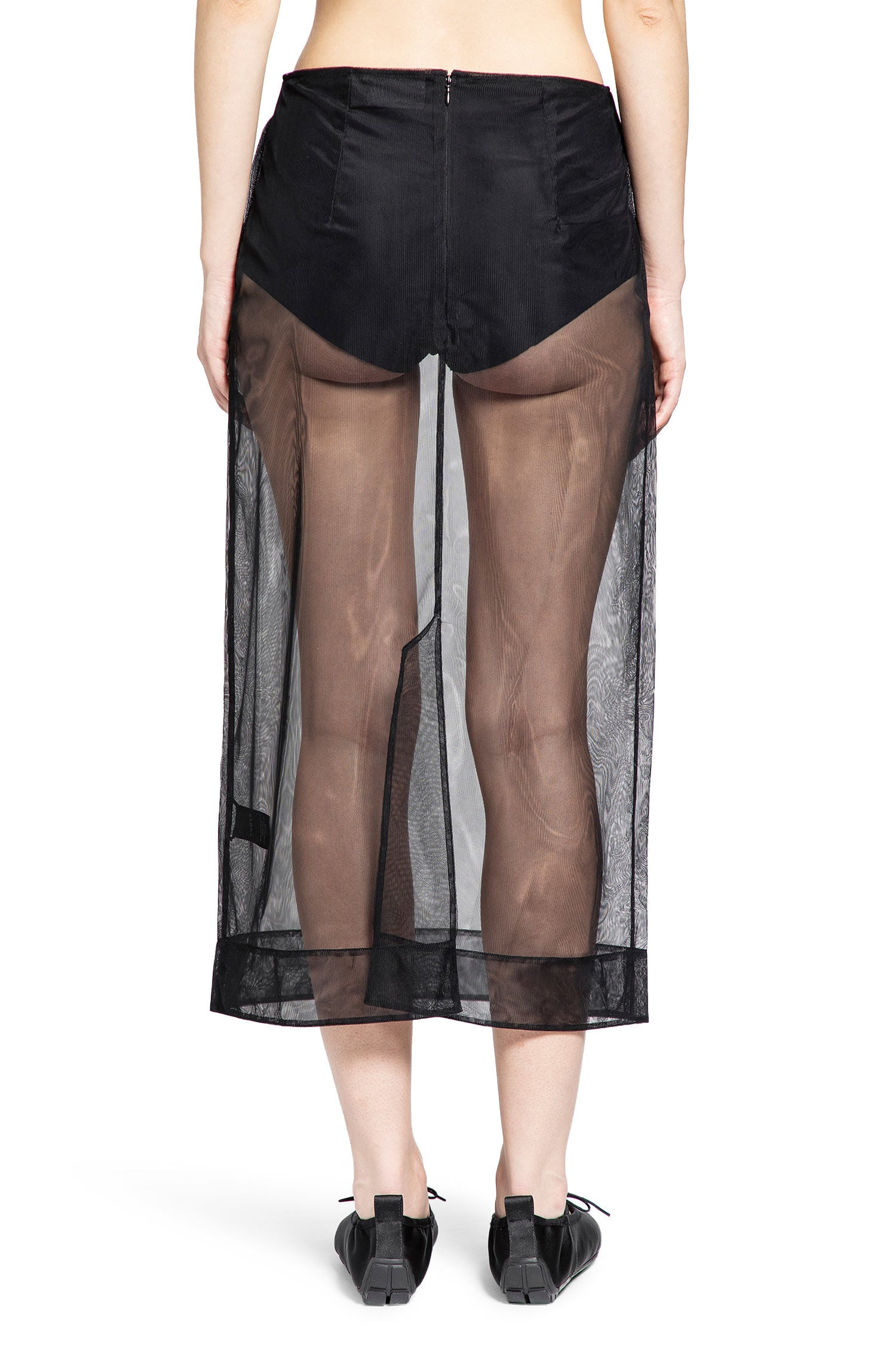 Sheer Bow Ribbon Pencil Skirt - 3