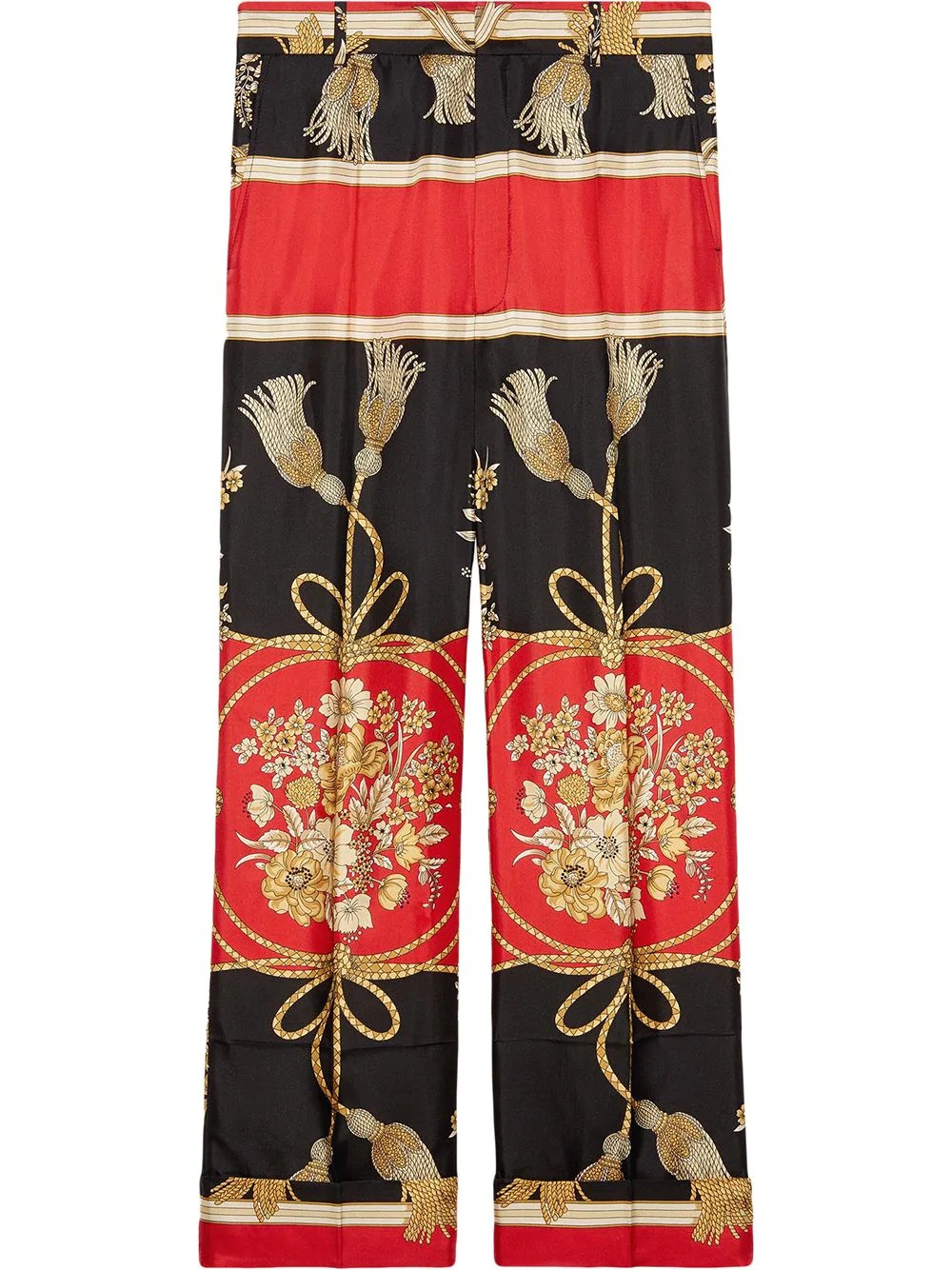 Silk pant with flowers and tassels - 1