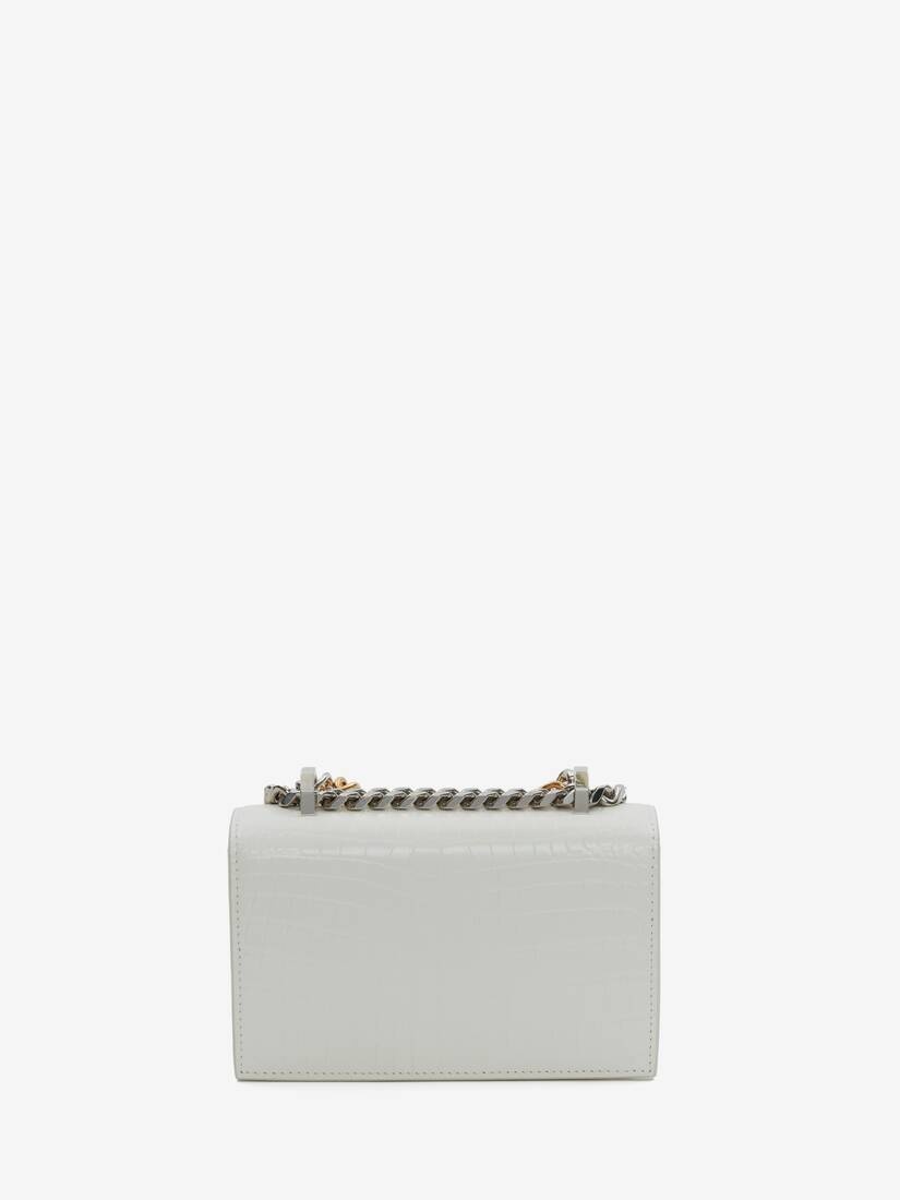 Women's Mini Jewelled Satchel With Chain in Ivory - 3