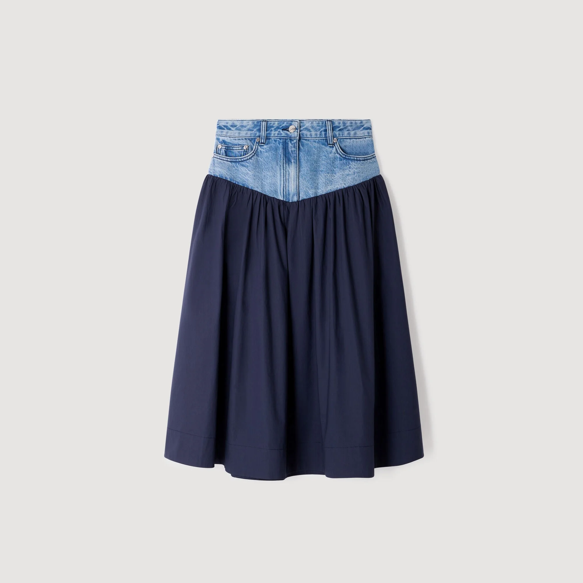 MIXED-MATERIAL MAXI SKIRT - 1
