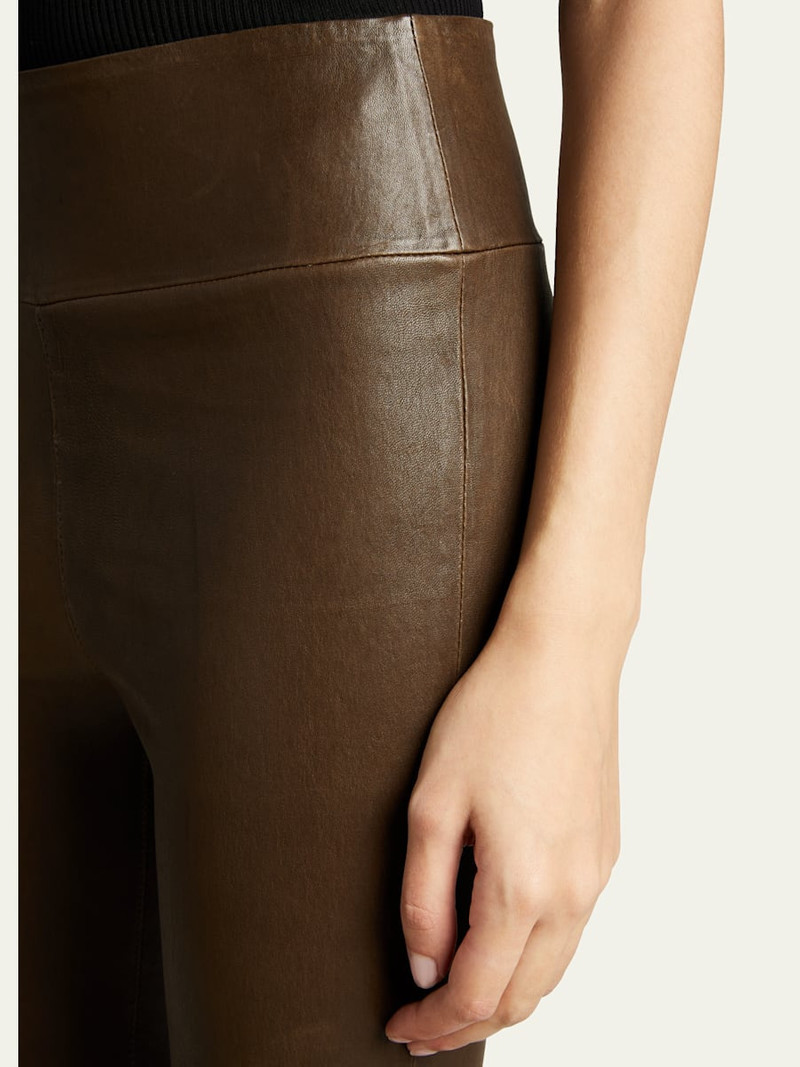 High-Waist Flare-Leg Cropped Leather Leggings 3