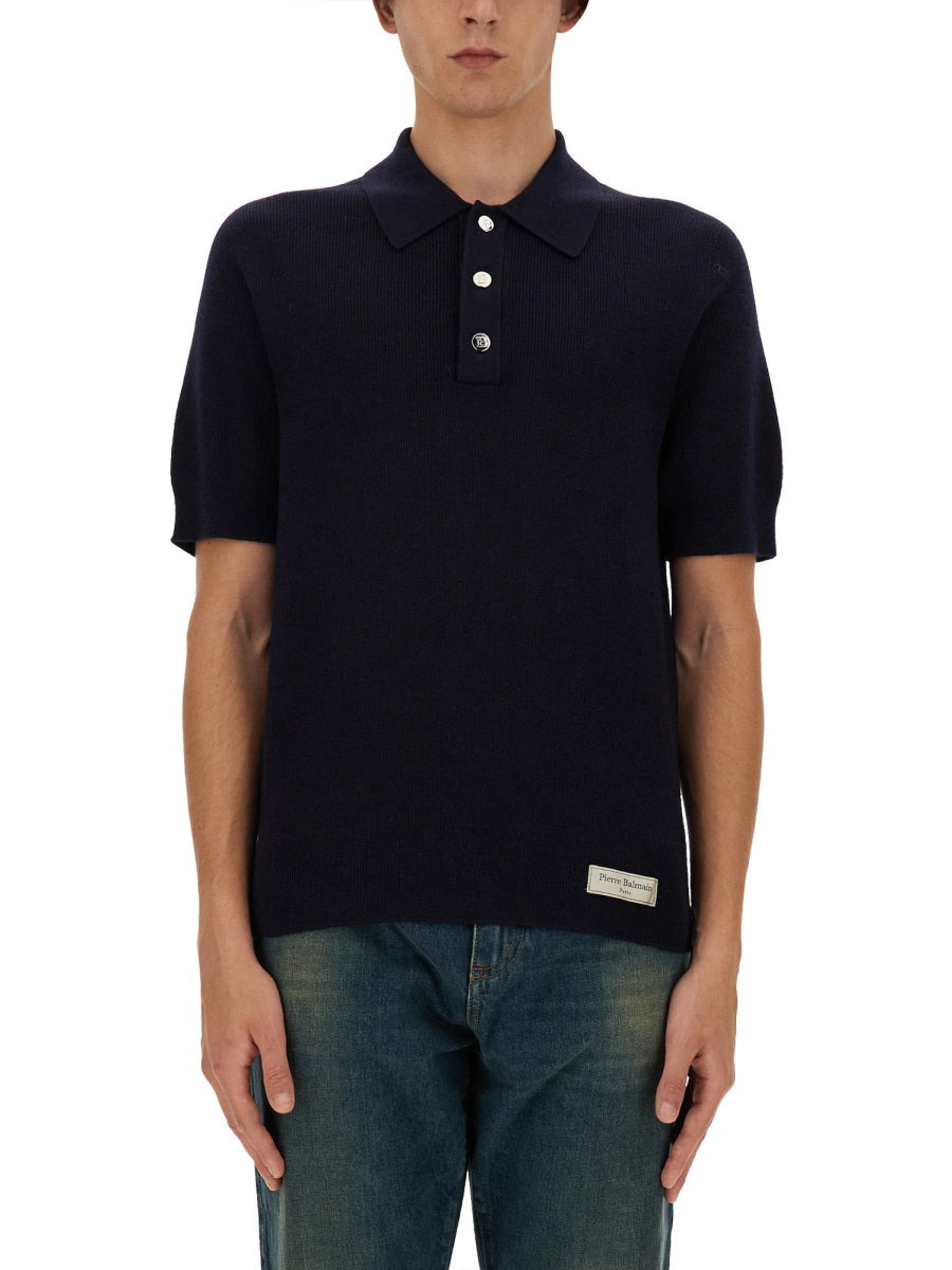 Balmain Men Merino Wool Polo Shirt - 1