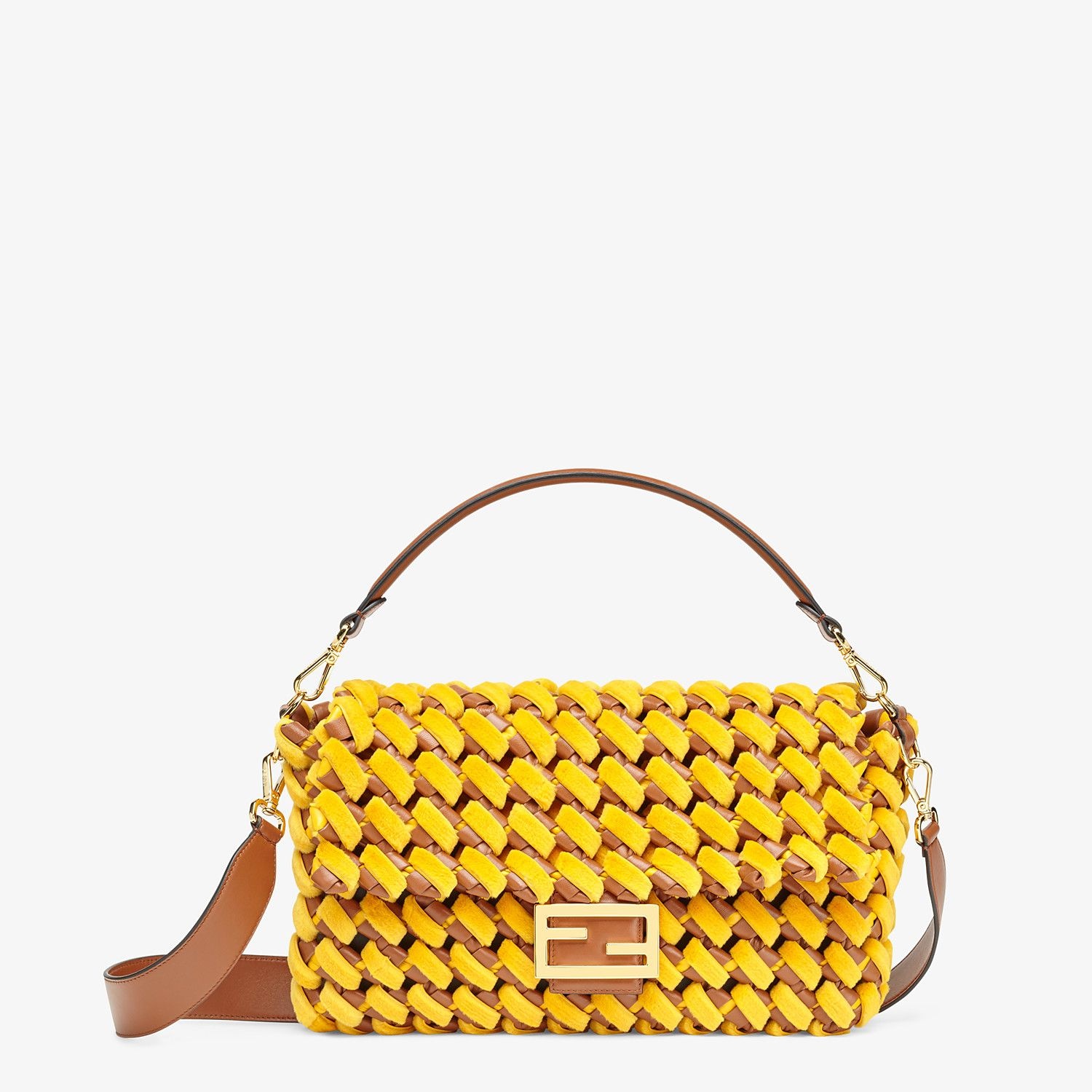 Yellow mink and nappa leather bag - 1