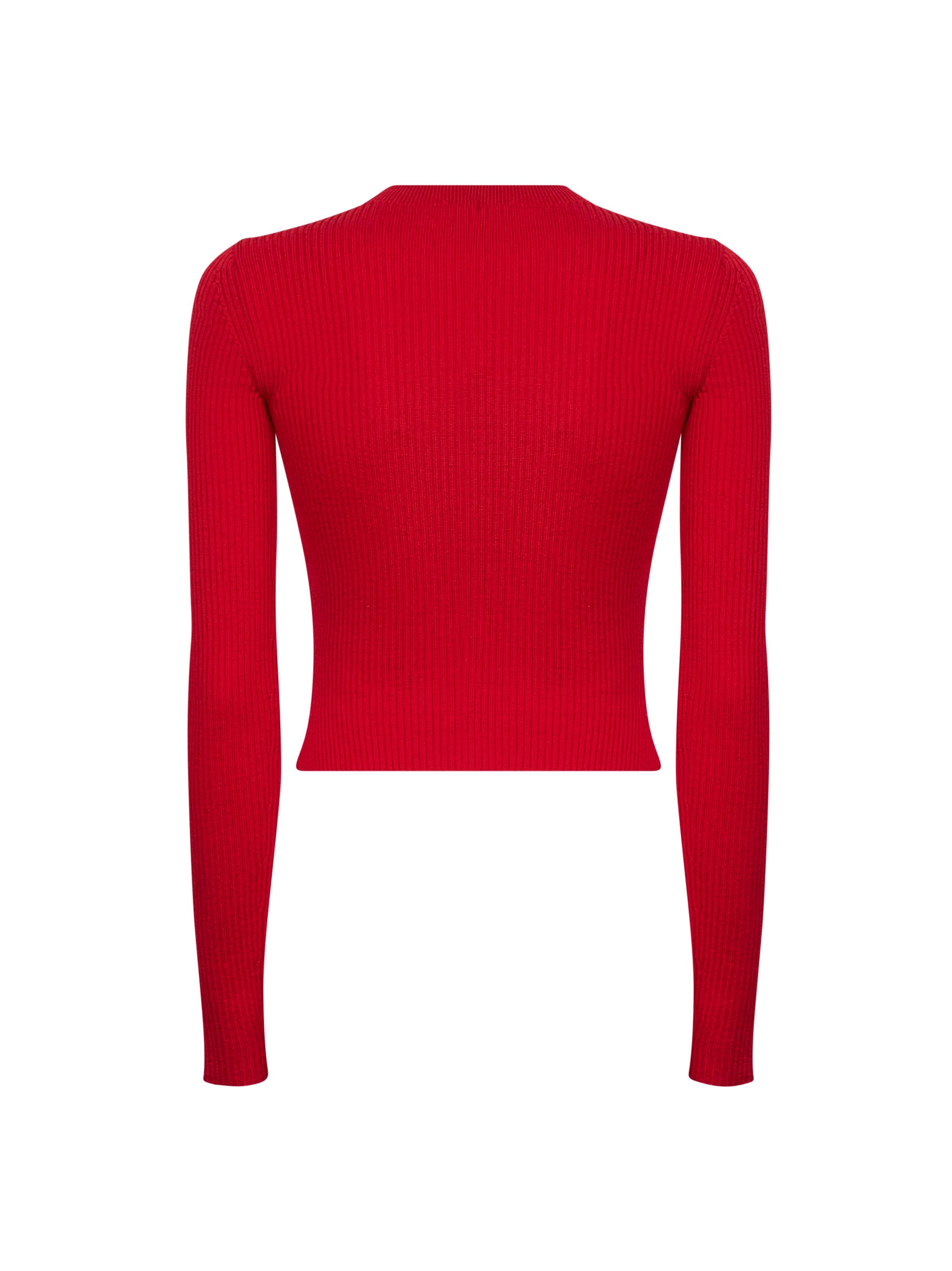 Red ribbed wool M-Olina top - 2