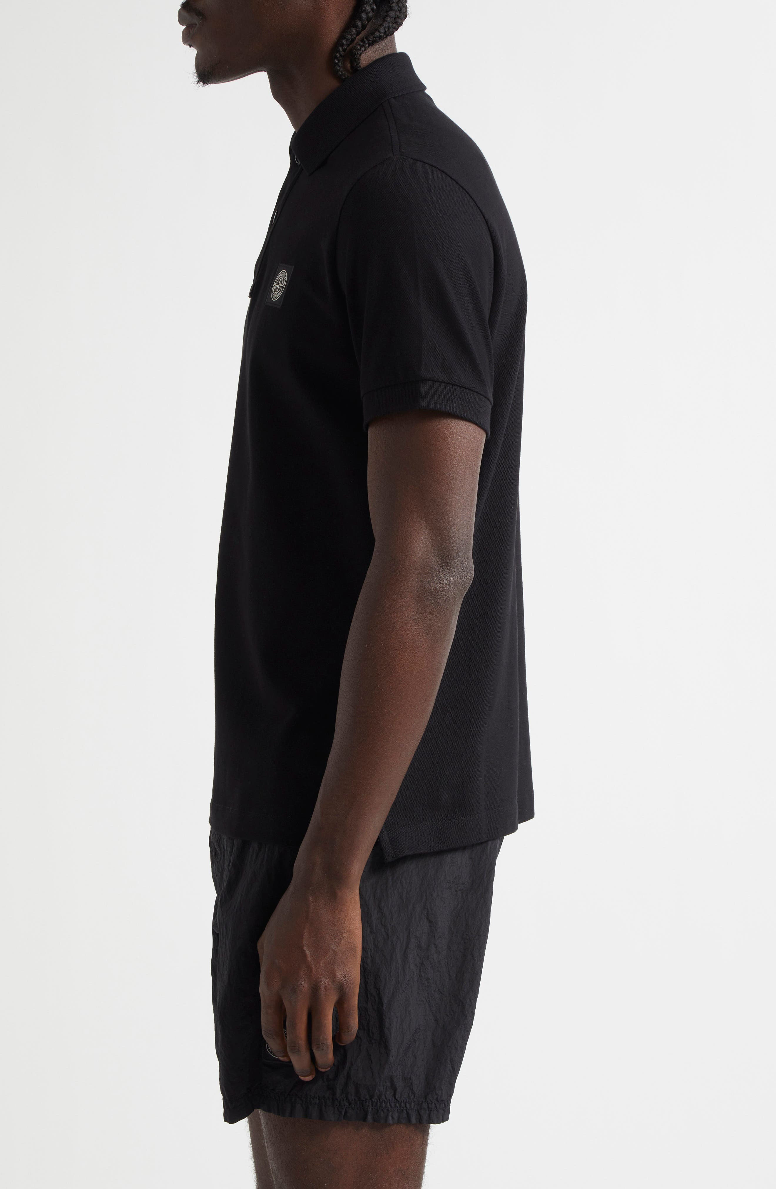 Stone Island 2SC18 Slim Fit Piqué Polo in V0029 Black at Nordstrom - 3