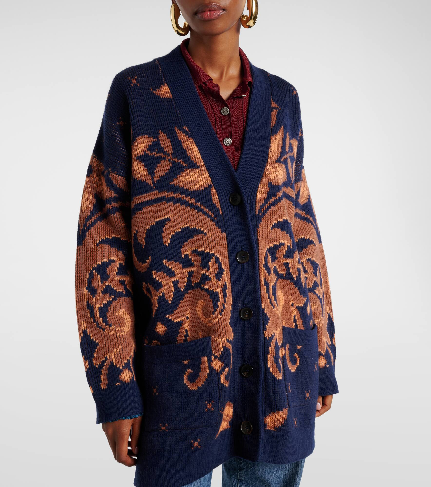 Jacquard wool cardigan - 6