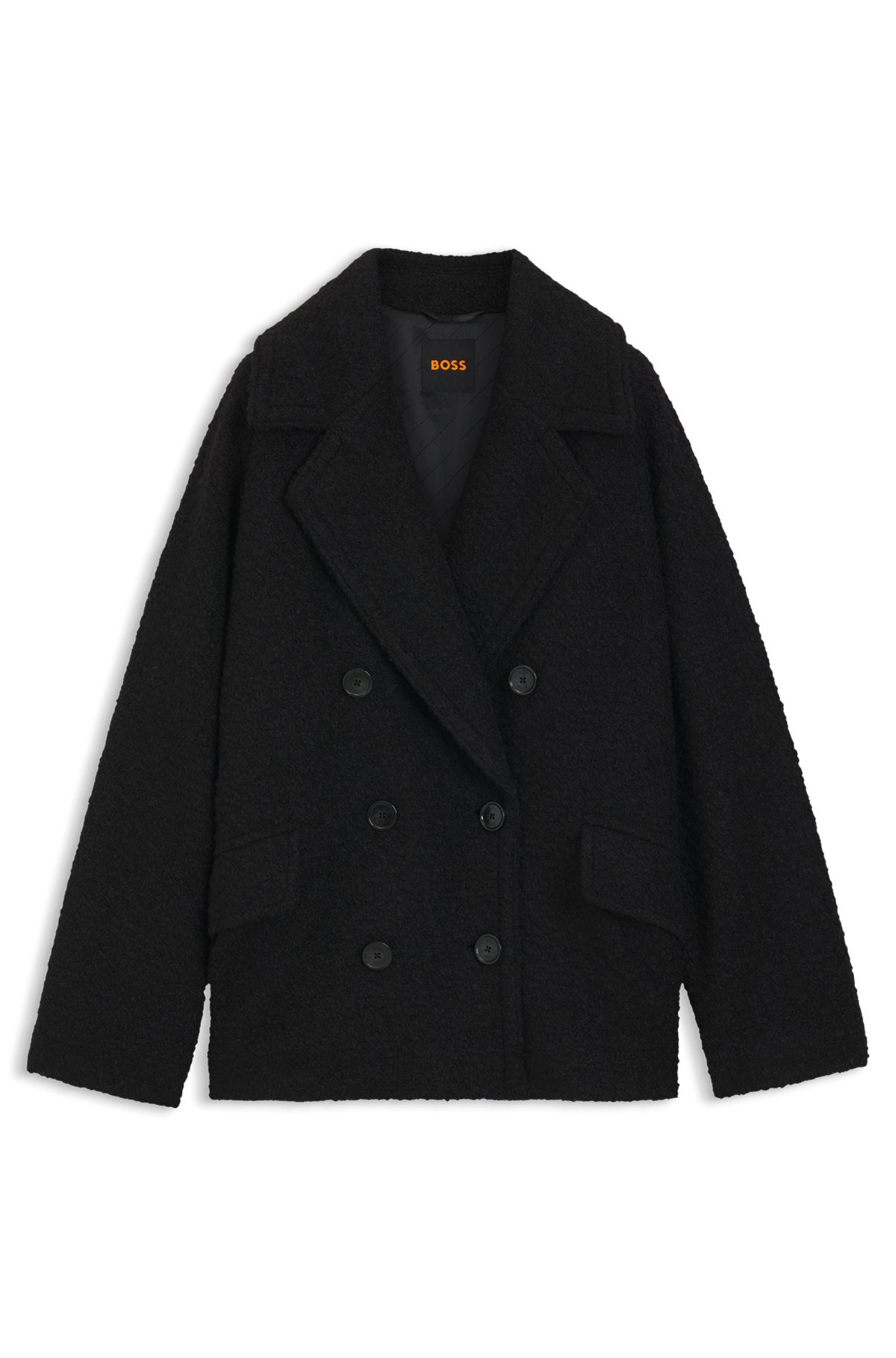 BOXY-FIT CABAN COAT WITH BOUCLÉ TEXTURE - 1