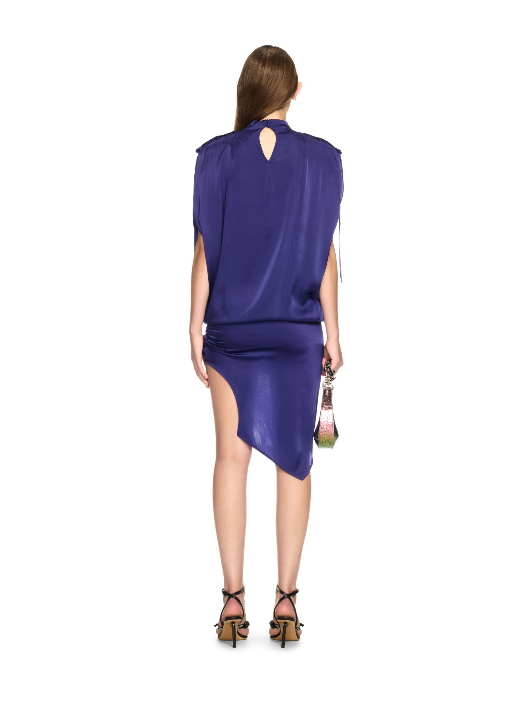 Blue Satin Key Dress - 4