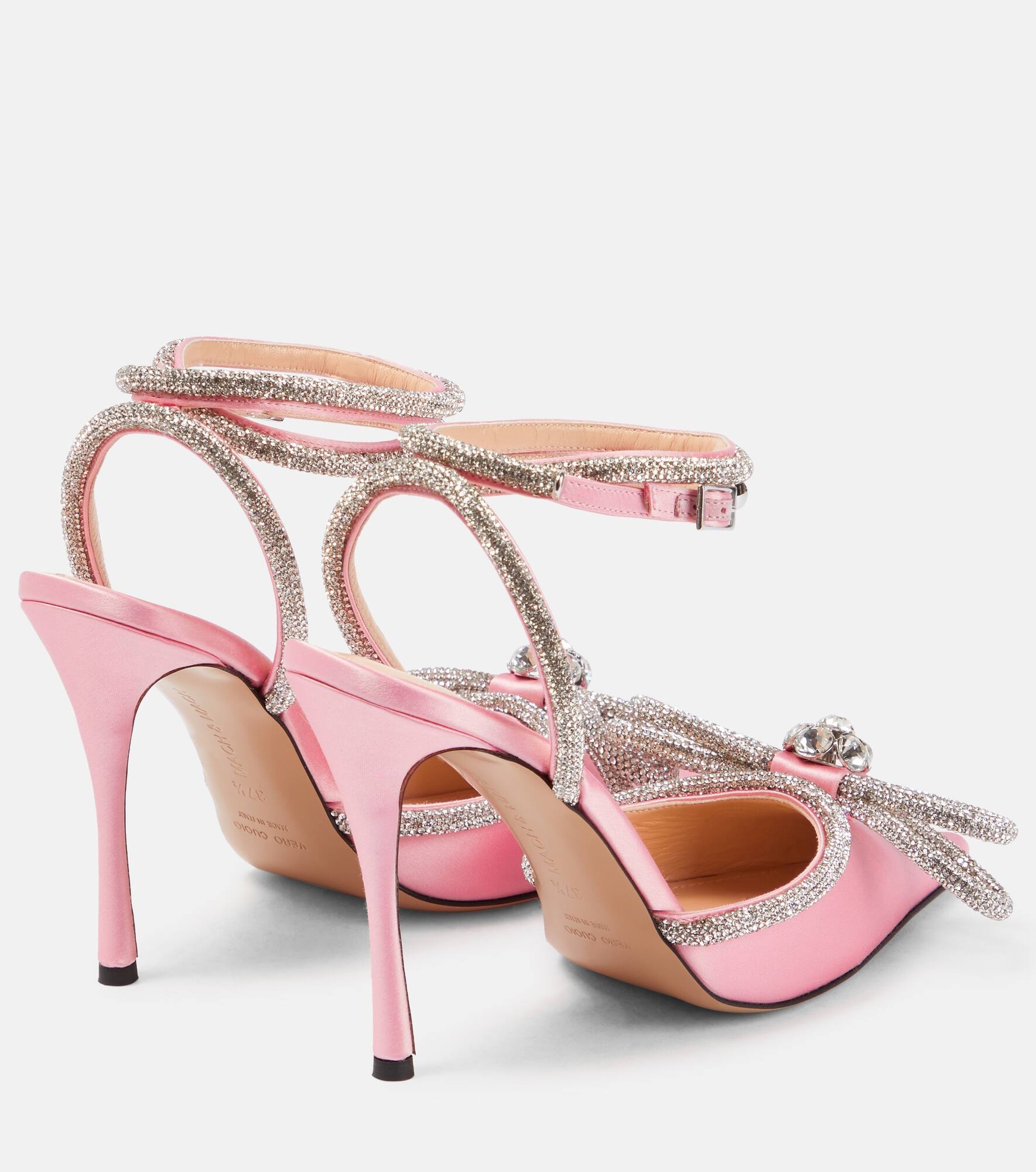 Double Bow 110 embellished satin pumps - 3