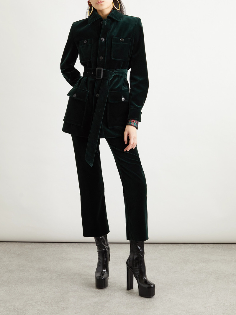SAINT LAURENT Cropped Cotton-velvet Slim-leg Pants outlook