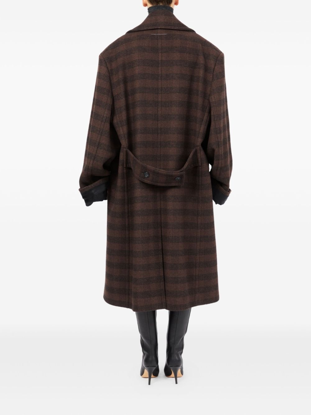 checked double-breasted coat - 5
