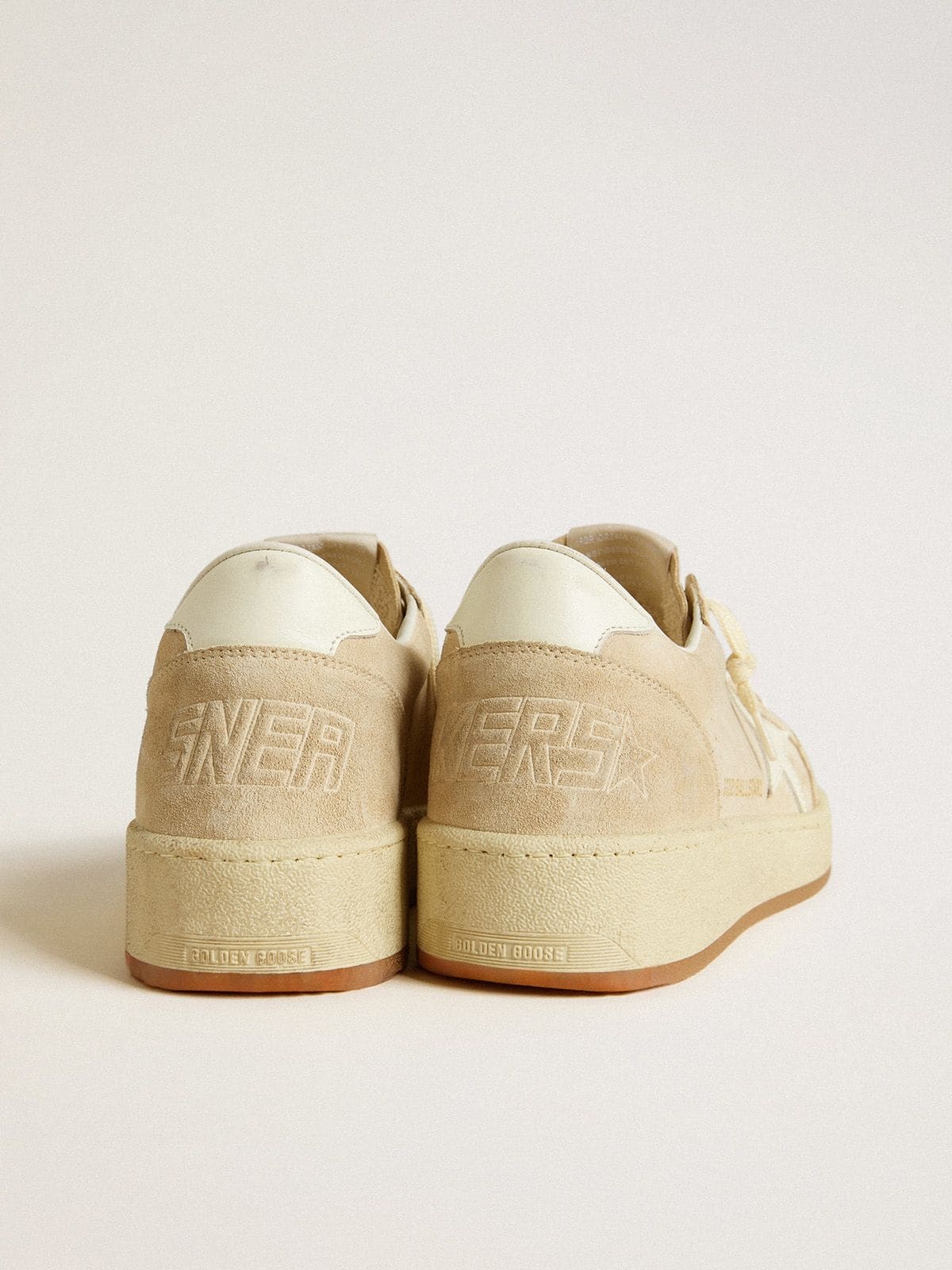 Ball Star 2 in beige suede with white leather star and heel tab - 4