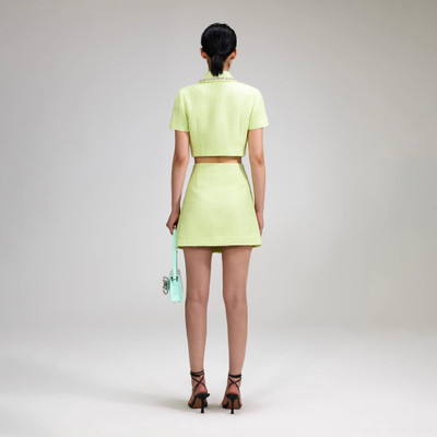 self-portrait Lime Boucle Mini Skirt outlook
