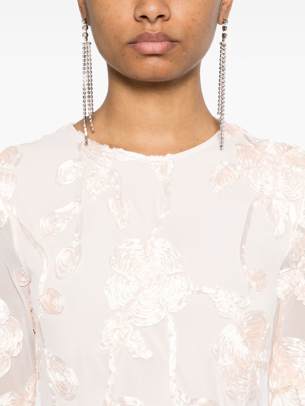 floral-mesh mini dress - 5