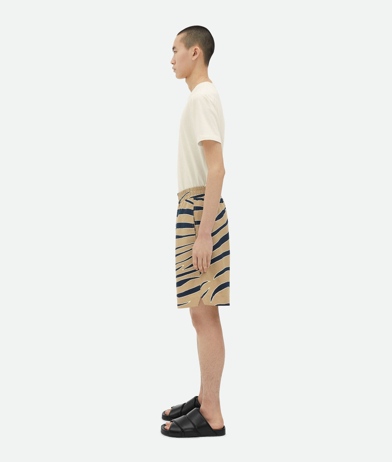 Bottega Veneta Animal Print Cotton And Linen Shorts outlook