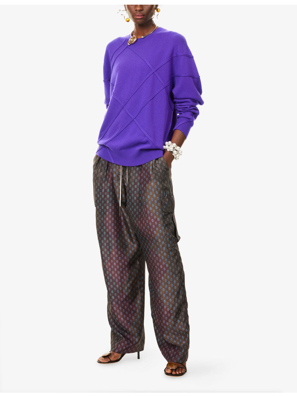 Polka-Dot Wide-Leg Silk Trousers - 2
