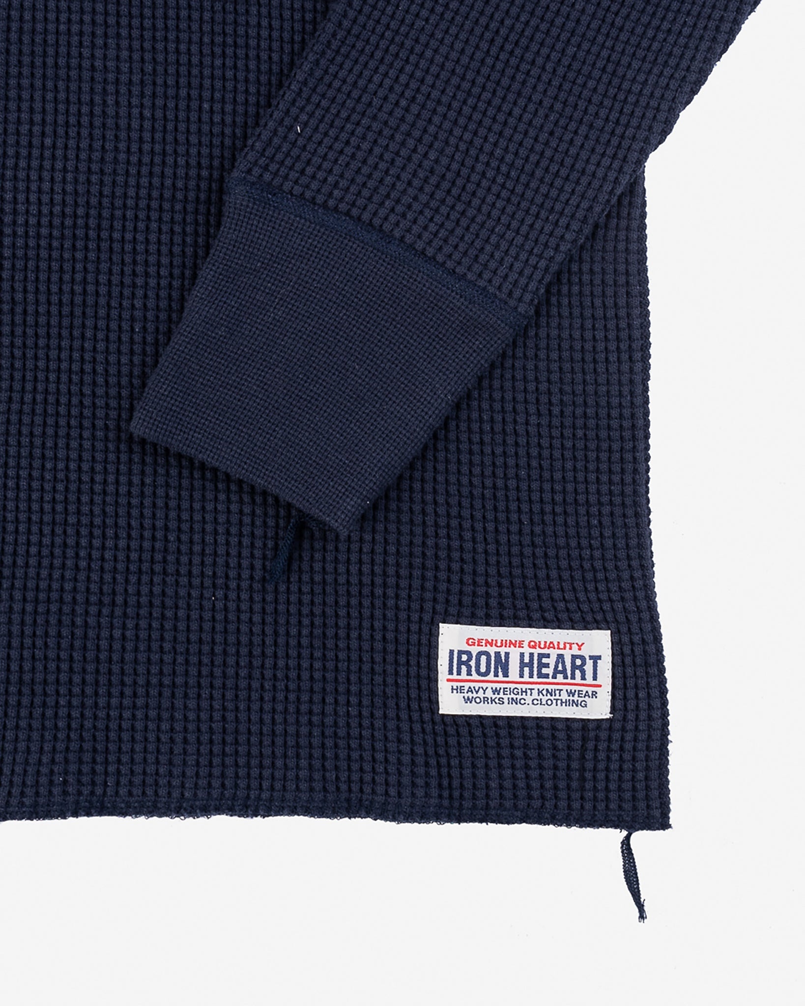 IHTL-1213-NAV Waffle Knit Long Sleeved Thermal Henley - Navy - 6
