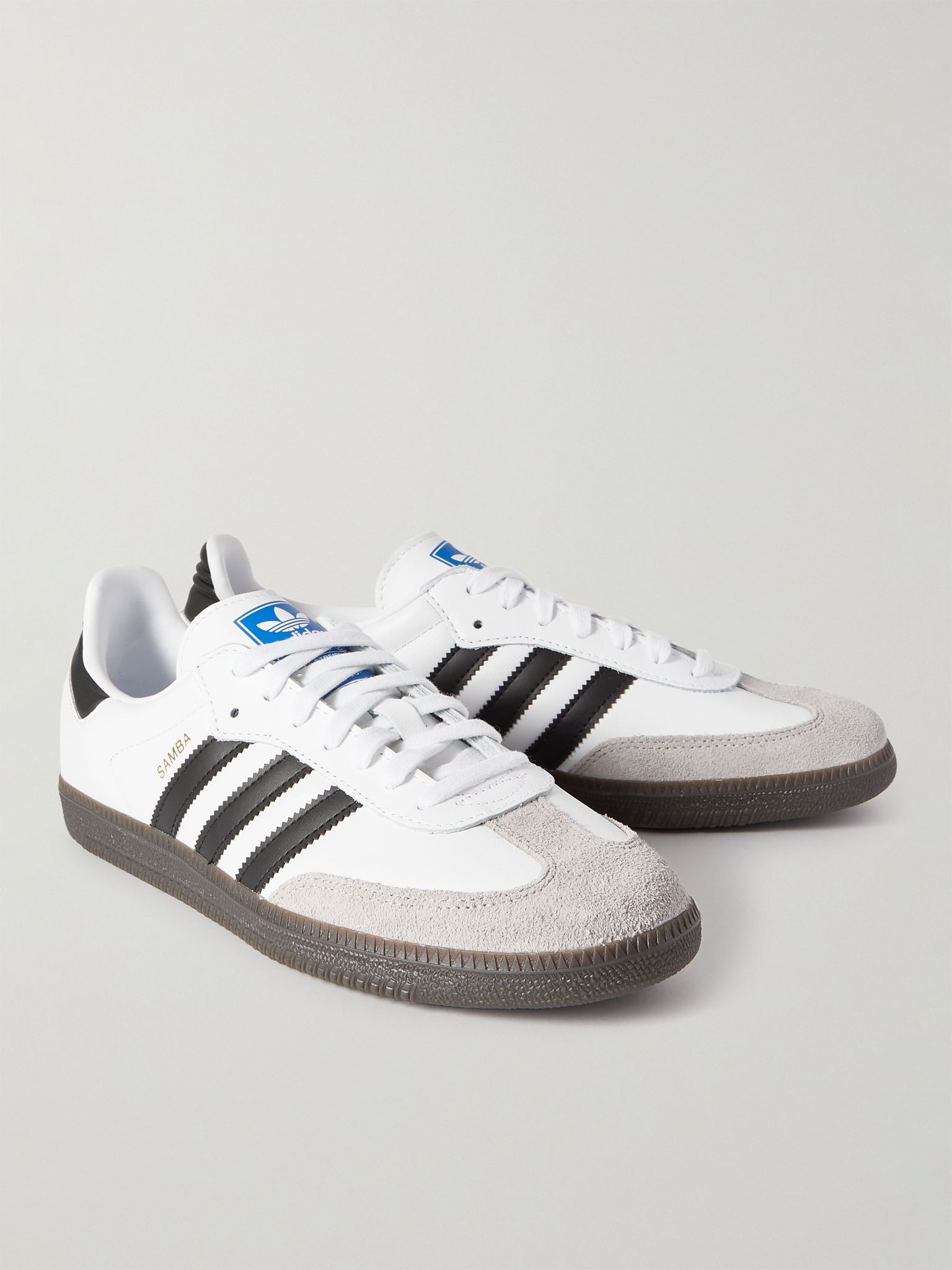 Samba Suede-Trimmed Leather Sneakers White - 4